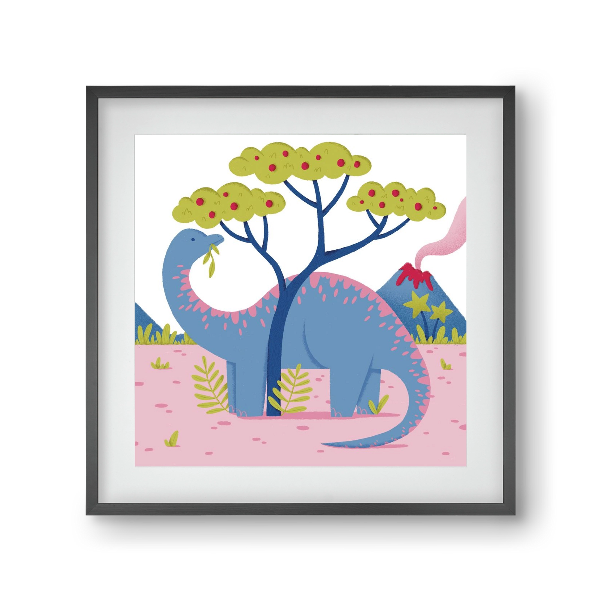 Brontoszaurusz, 30x30 cm (20x20 cm), Fekete keret, paszpartuval