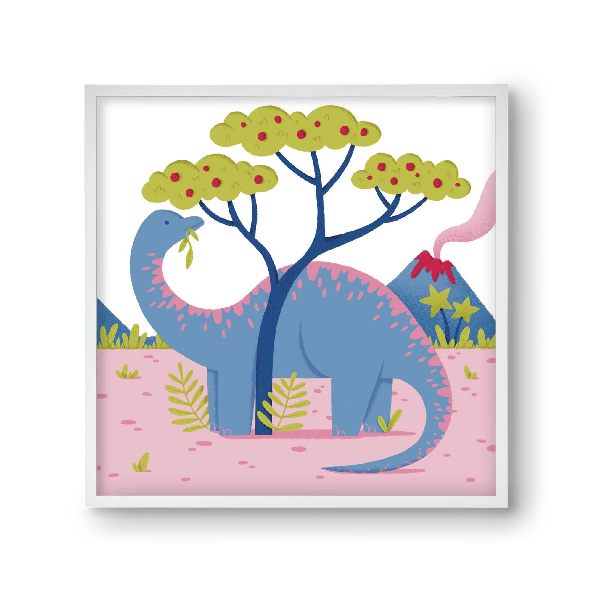 Brontoszaurusz, 30x30 cm (30x30 cm), Fehér keret