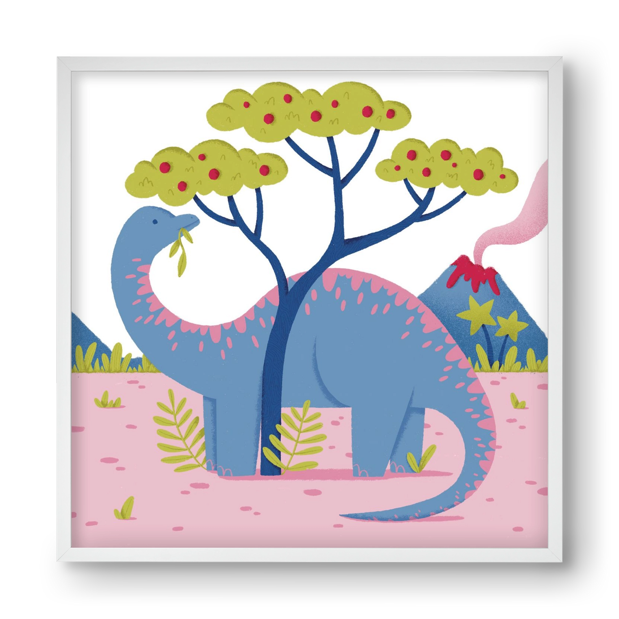 Brontoszaurusz, 40x40 cm (40x40 cm), Fehér keret