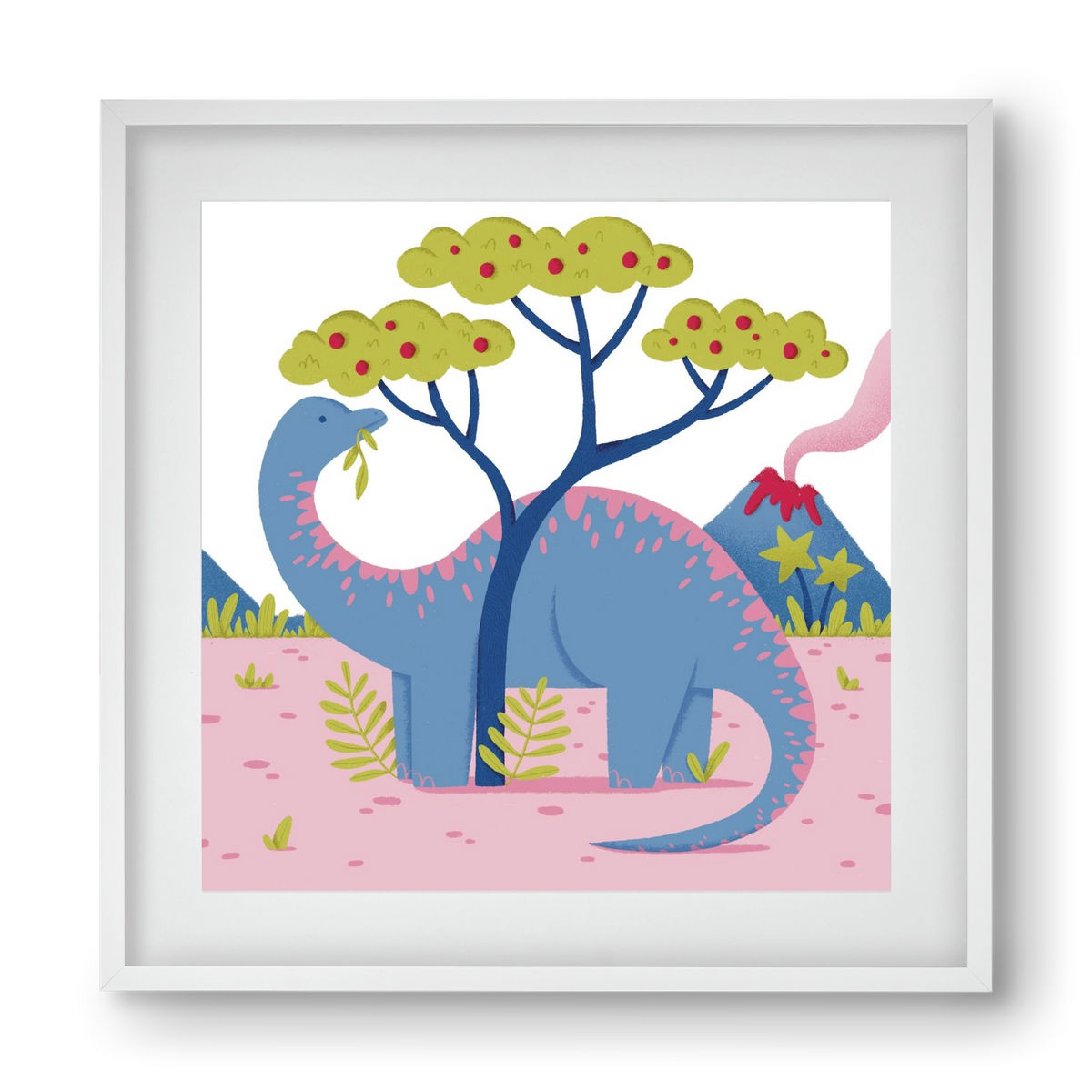 Brontoszaurusz, 40x40 cm (30x30 cm), Fehér keret, paszpartuval