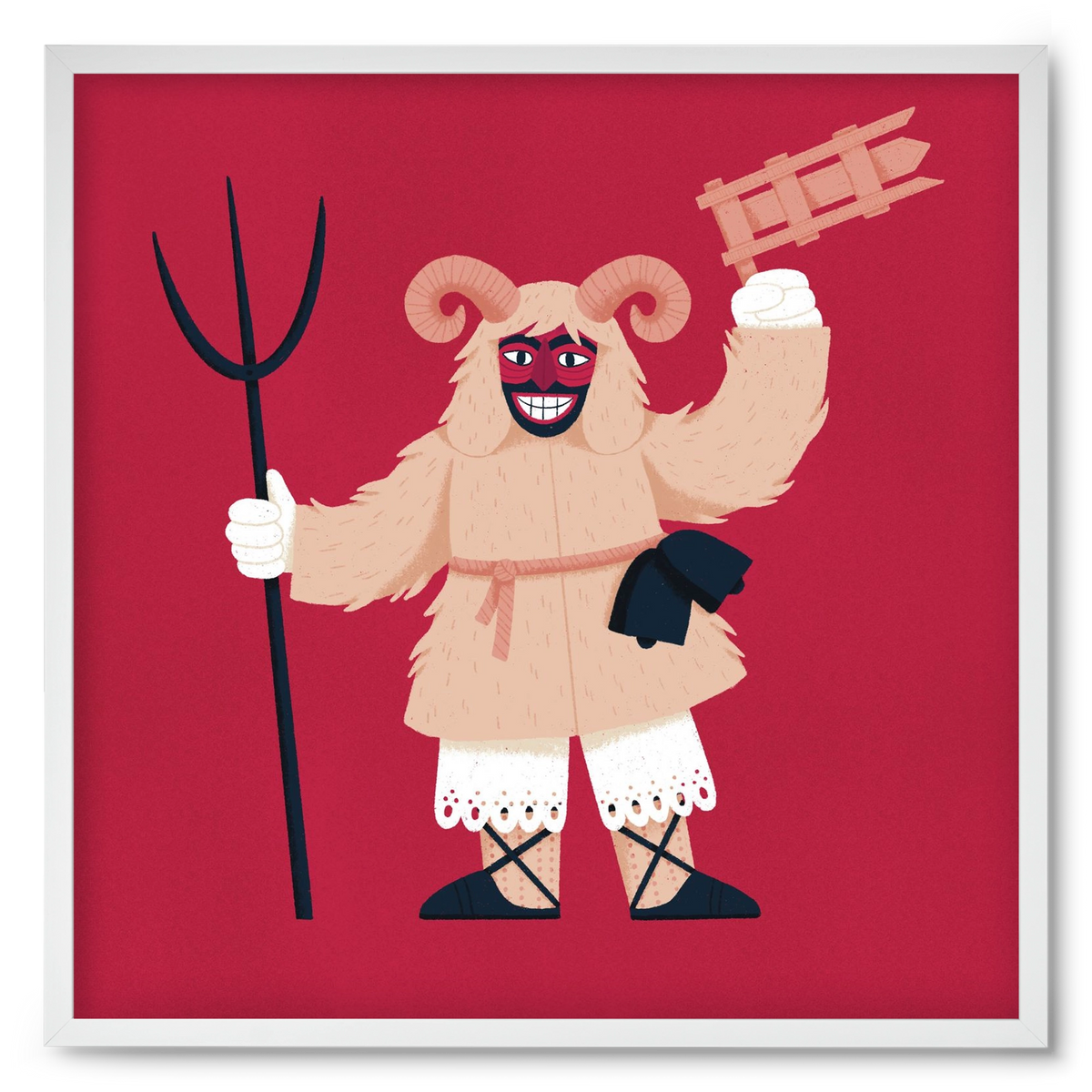 Kereplős busó, 50x50 cm (50x50 cm), Fehér keret