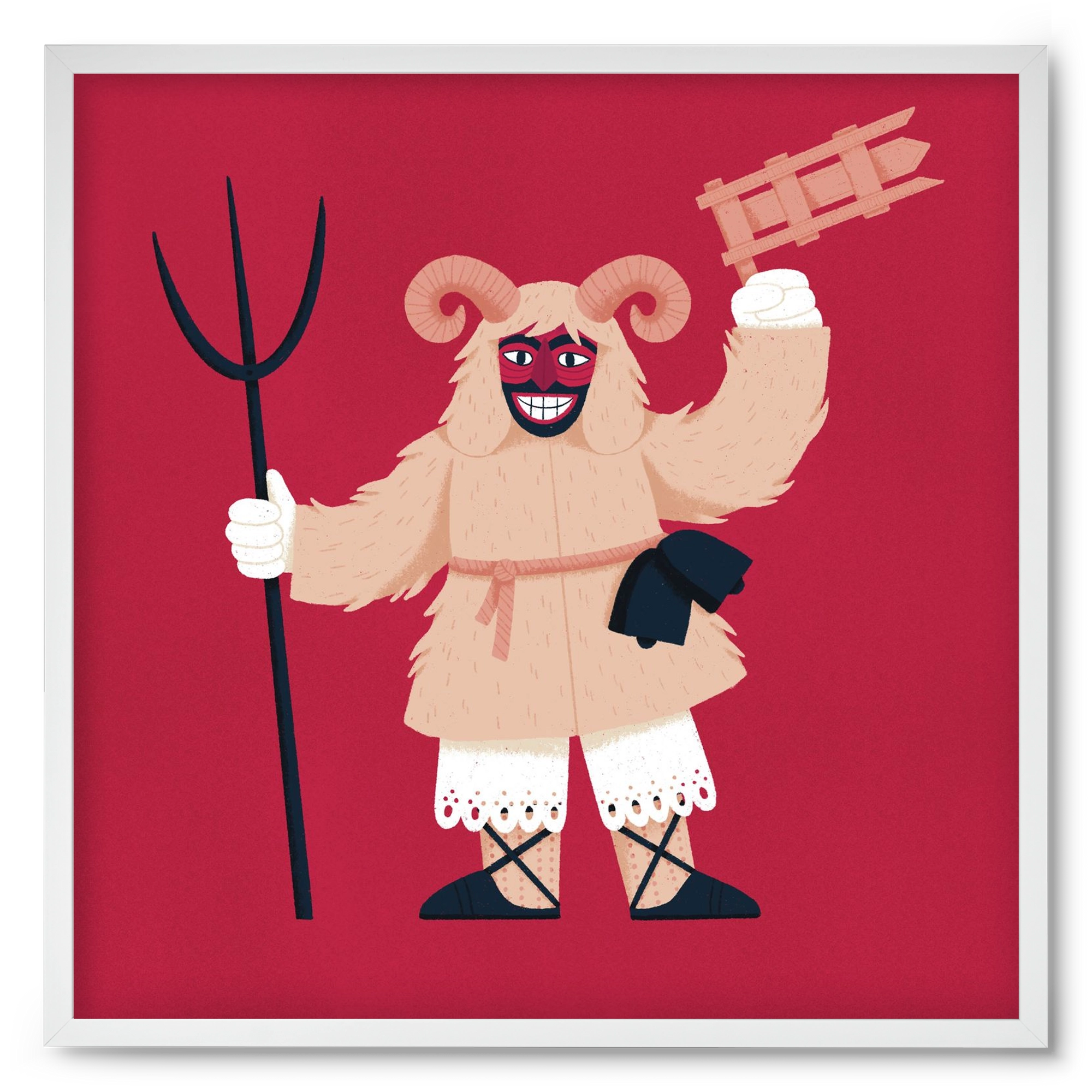 Kereplős busó, 50x50 cm (50x50 cm), Fehér keret