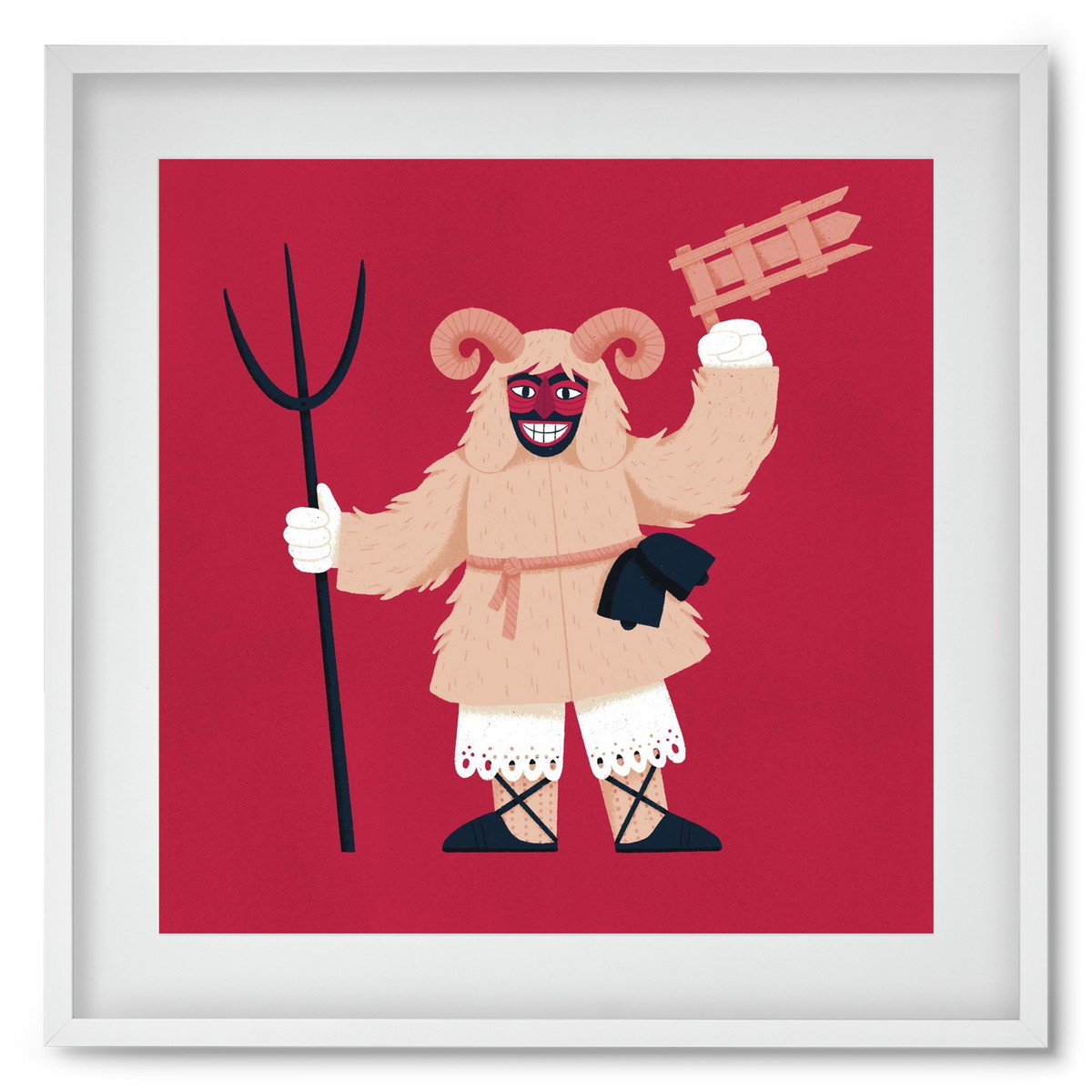 Kereplős busó, 50x50 cm (40x40 cm), Fehér keret, paszpartuval