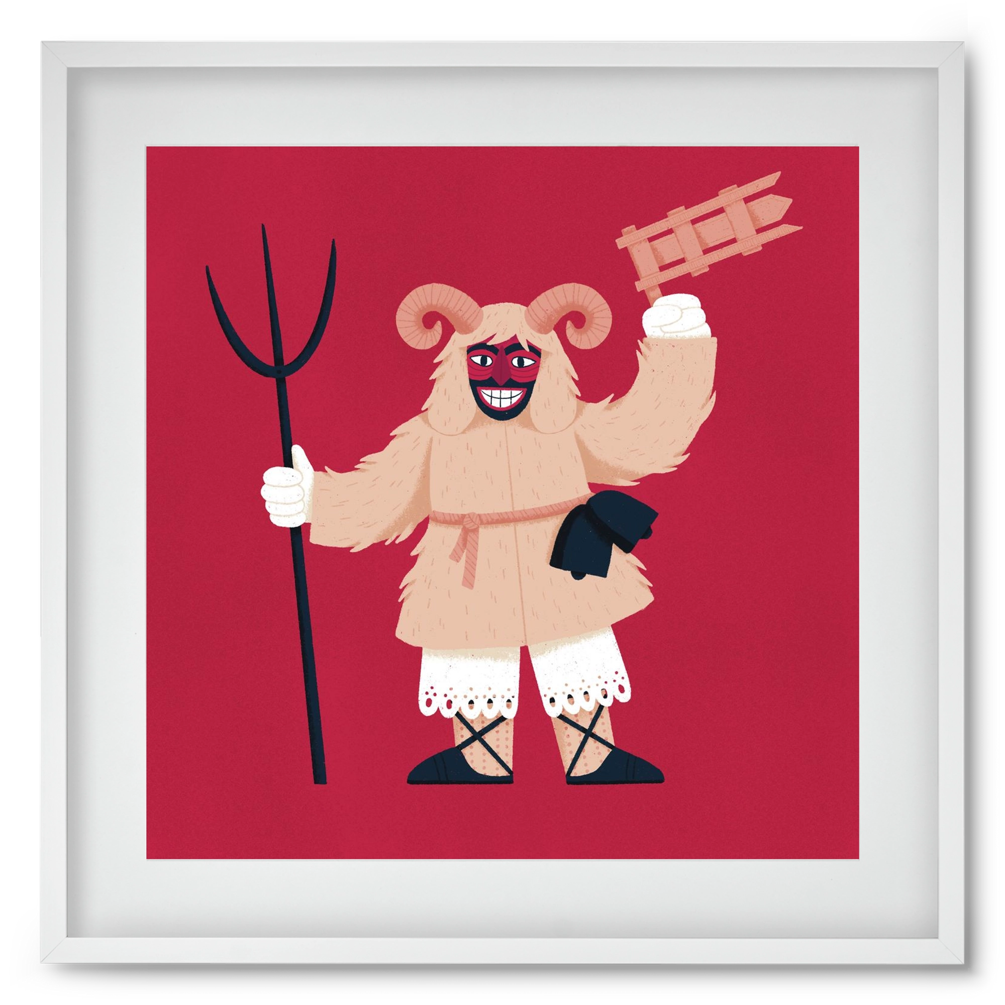 Kereplős busó, 50x50 cm (40x40 cm), Fehér keret, paszpartuval