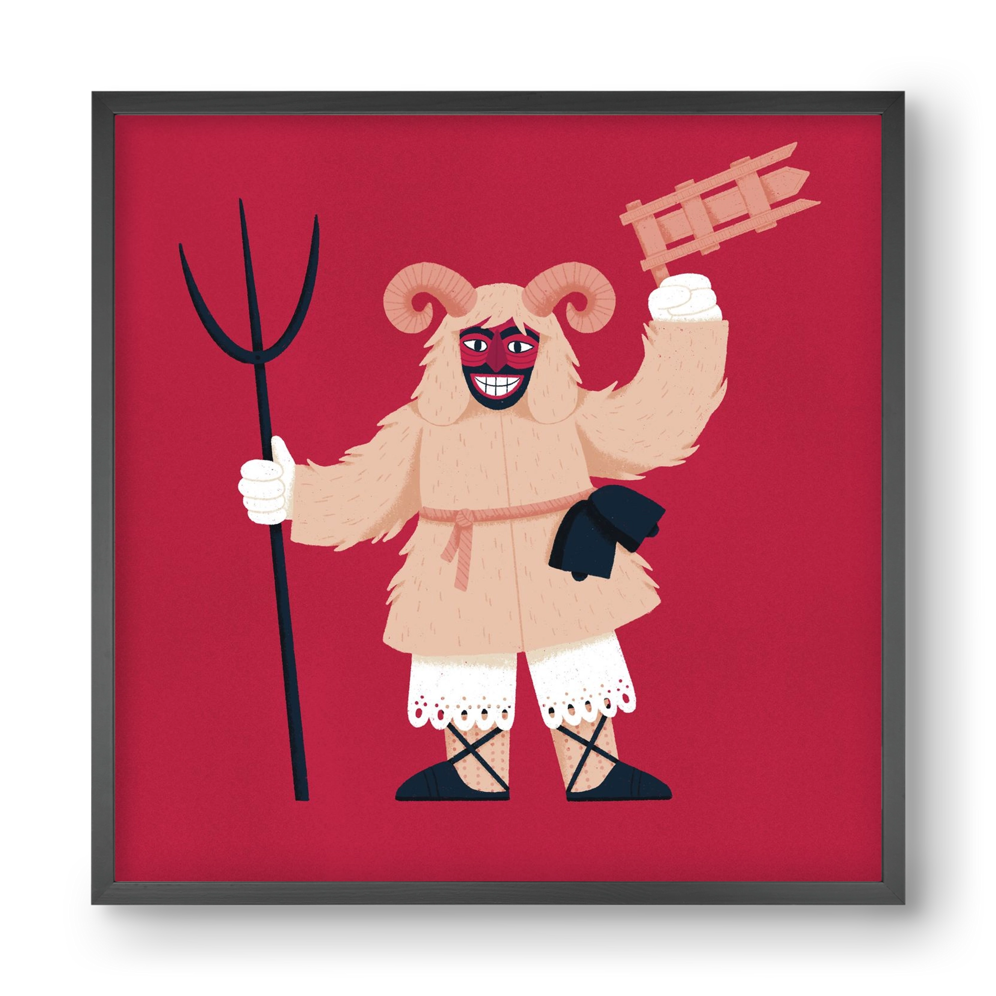 Kereplős busó, 40x40 cm (40x40 cm), Fekete keret