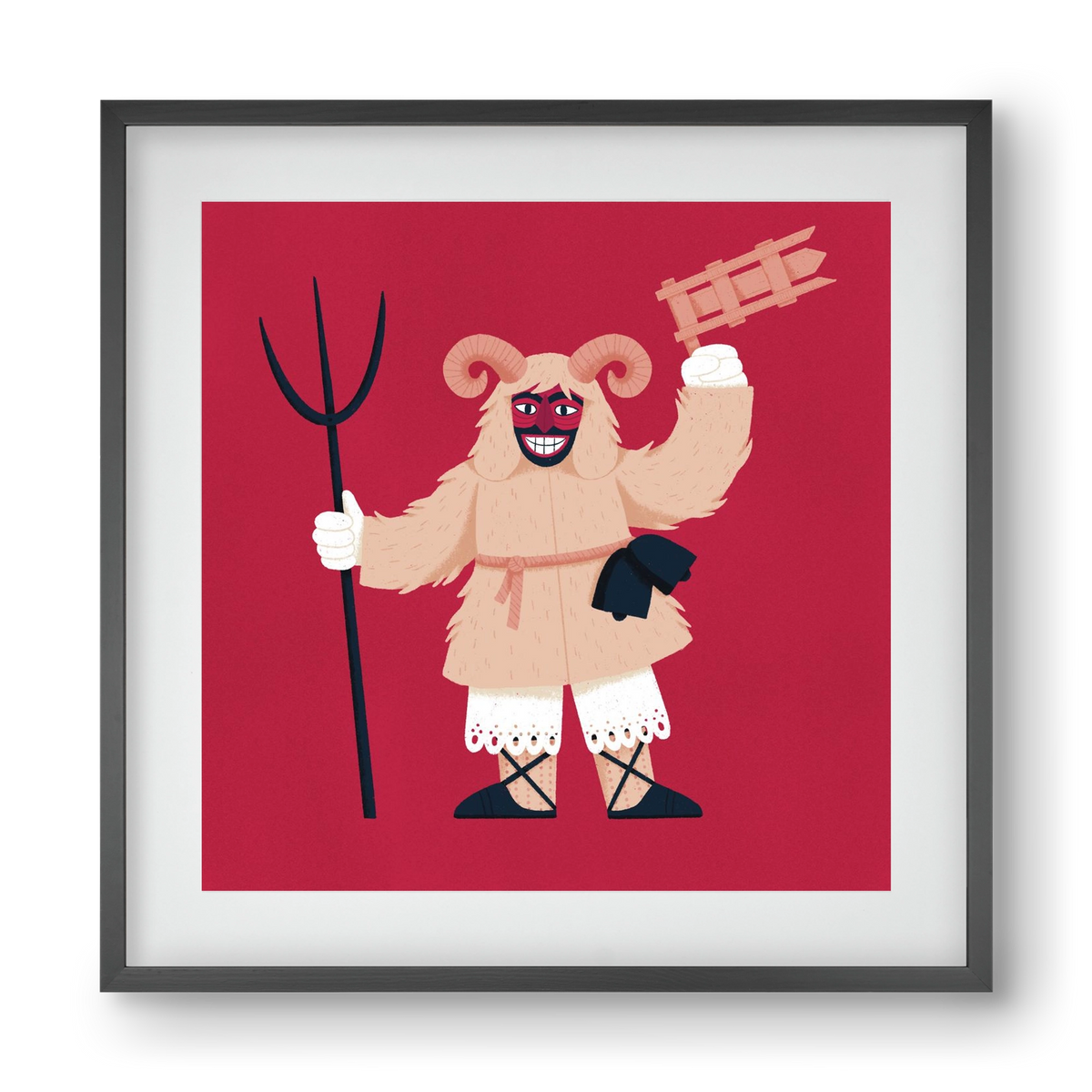 Kereplős busó, 40x40 cm (30x30 cm), Fekete keret, paszpartuval