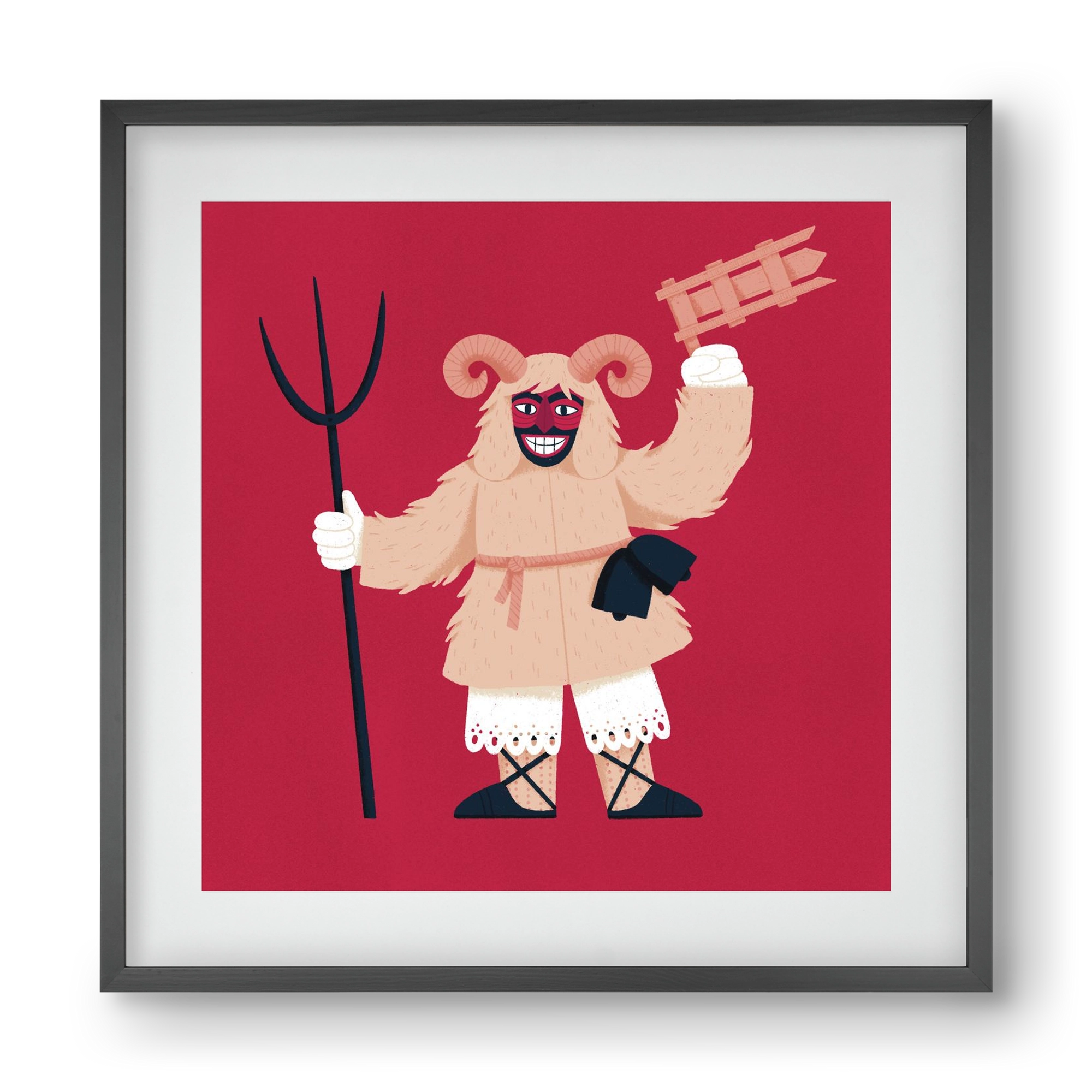 Kereplős busó, 40x40 cm (30x30 cm), Fekete keret, paszpartuval