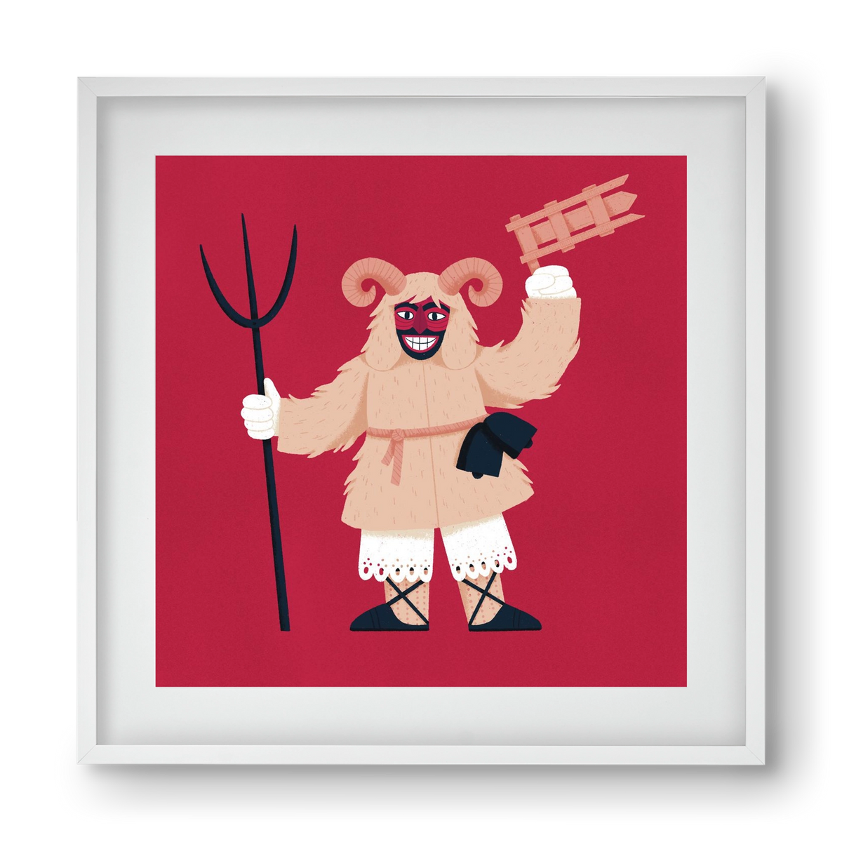 Kereplős busó, 40x40 cm (30x30 cm), Fehér keret, paszpartuval