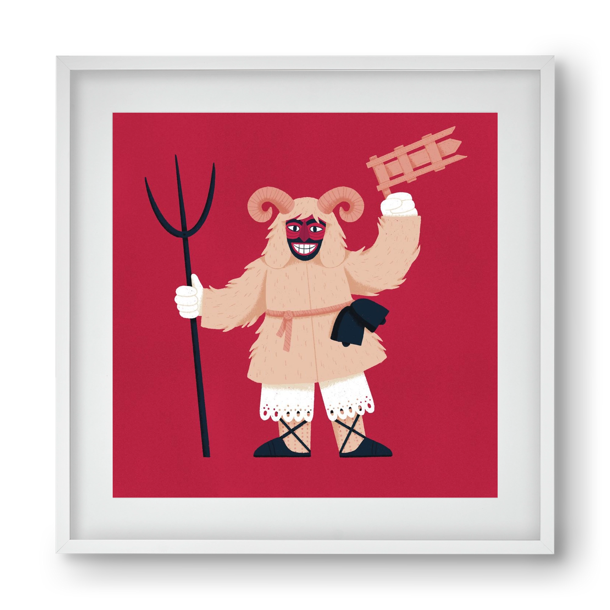 Kereplős busó, 40x40 cm (30x30 cm), Fehér keret, paszpartuval