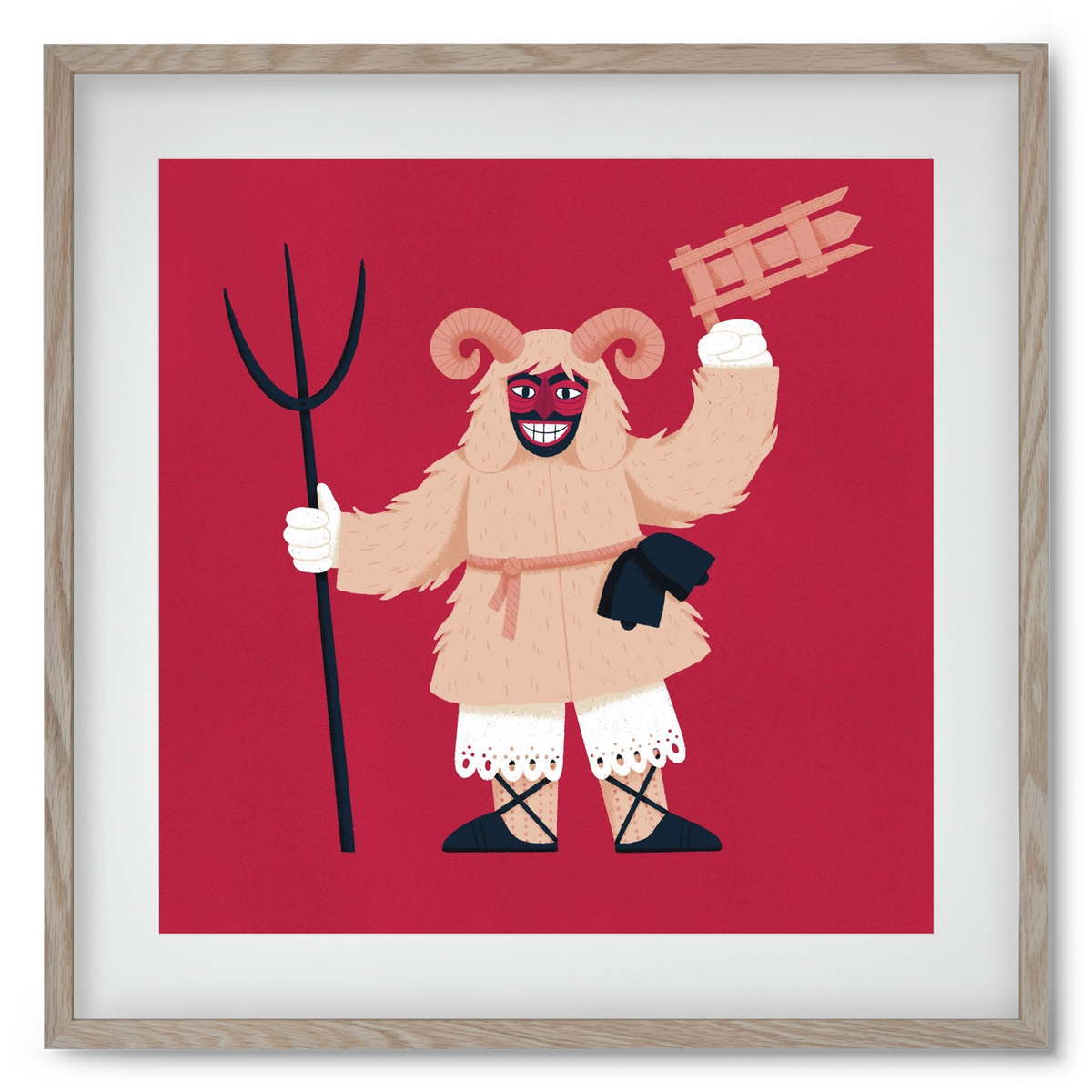 Kereplős busó, 50x50 cm (40x40 cm), Tölgy keret, paszpartuval