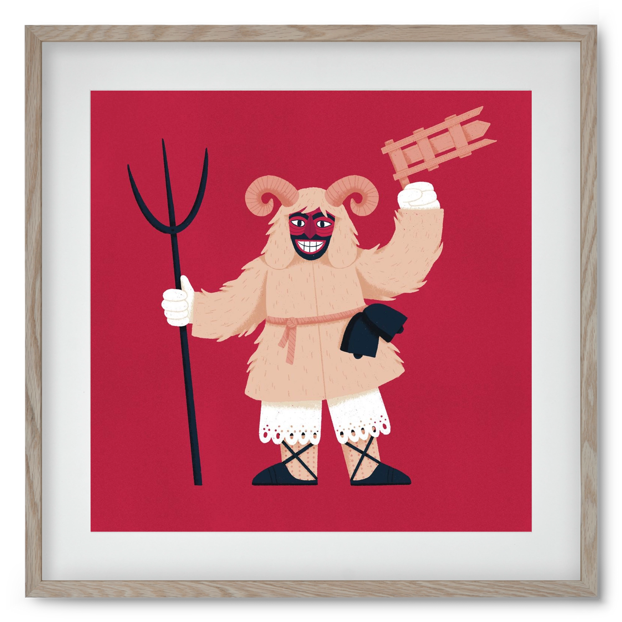 Kereplős busó, 50x50 cm (40x40 cm), Tölgy keret, paszpartuval