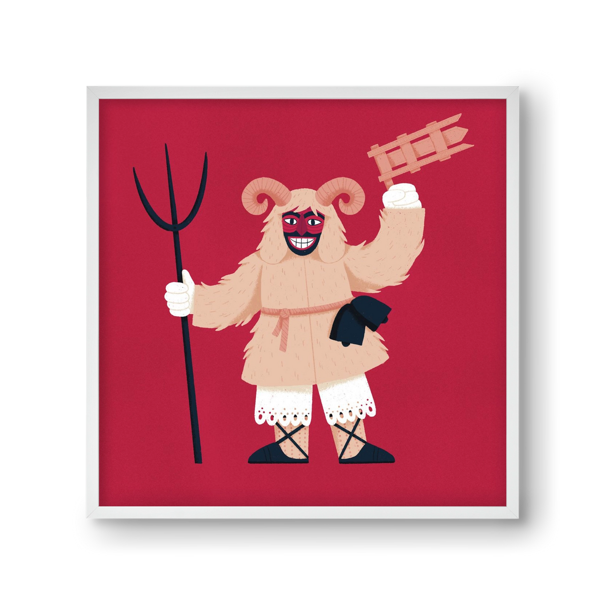 Kereplős busó, 30x30 cm (30x30 cm), Fehér keret