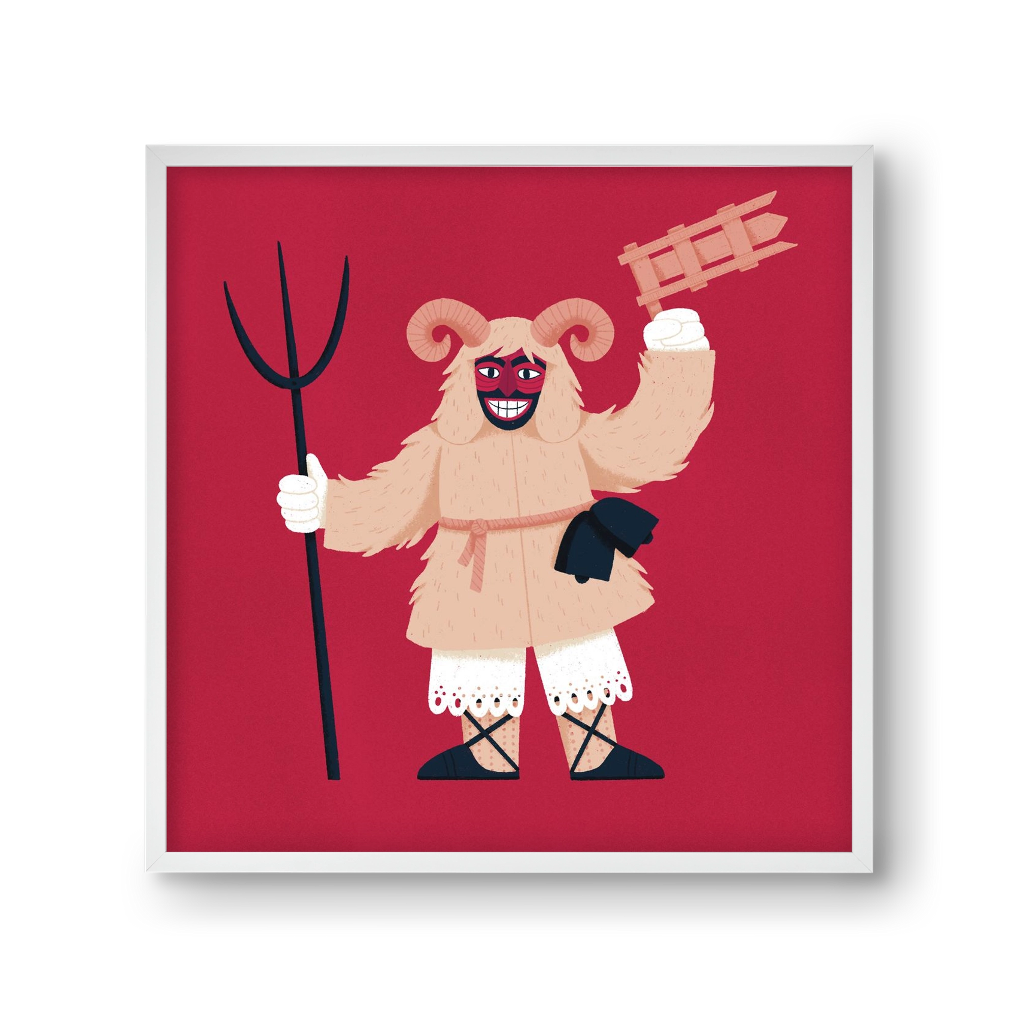 Kereplős busó, 30x30 cm (30x30 cm), Fehér keret