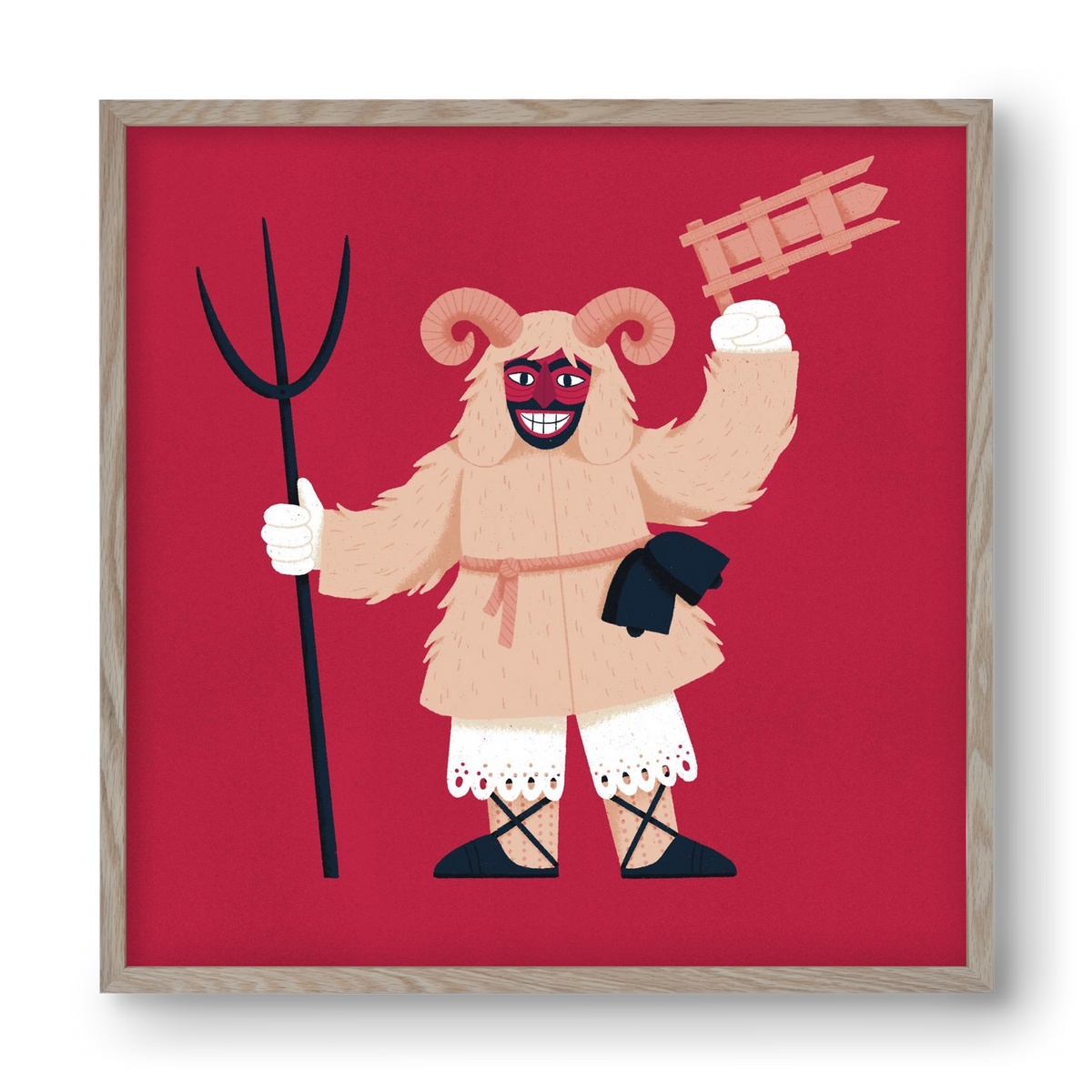 Kereplős busó, 40x40 cm (40x40 cm), Tölgy keret