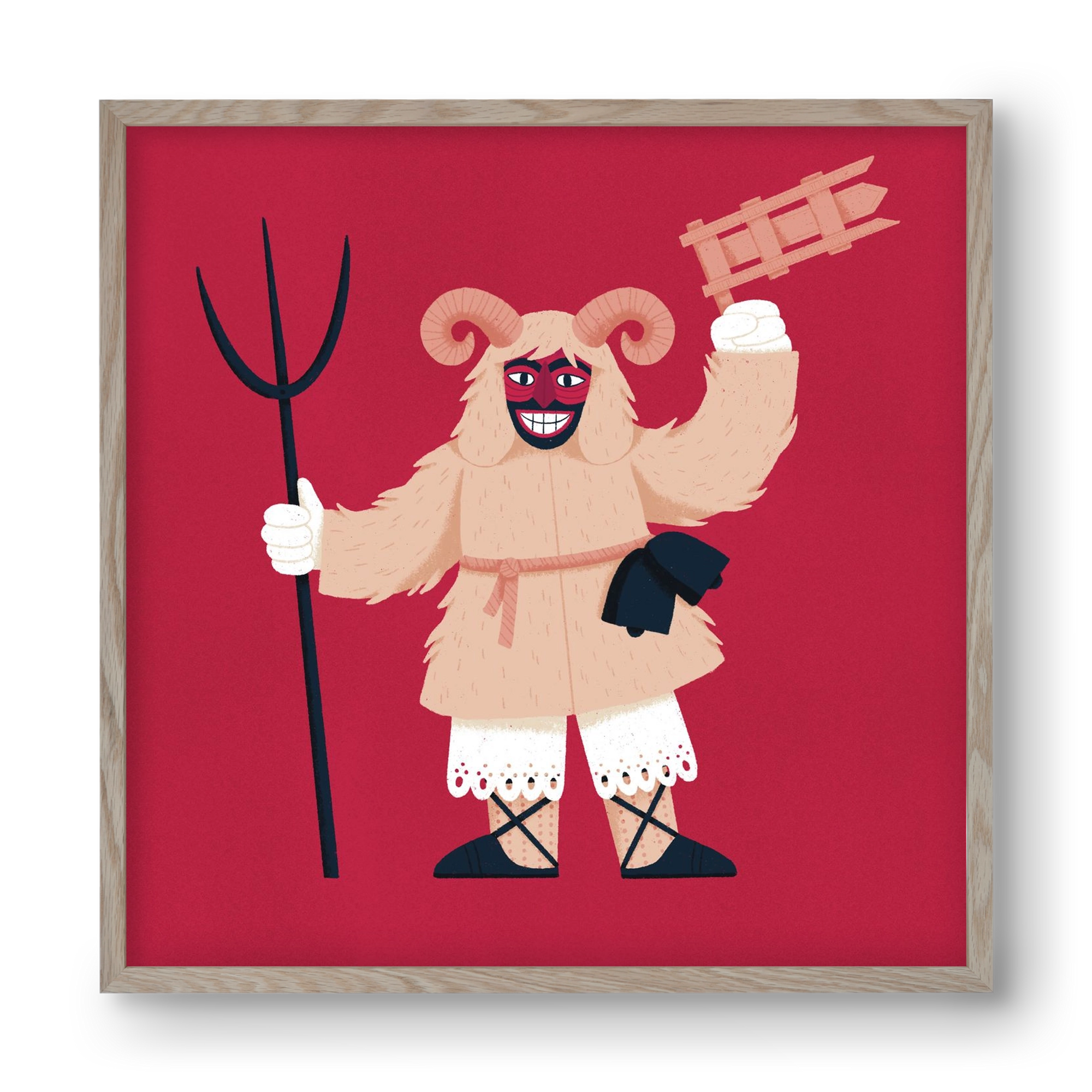 Kereplős busó, 40x40 cm (40x40 cm), Tölgy keret