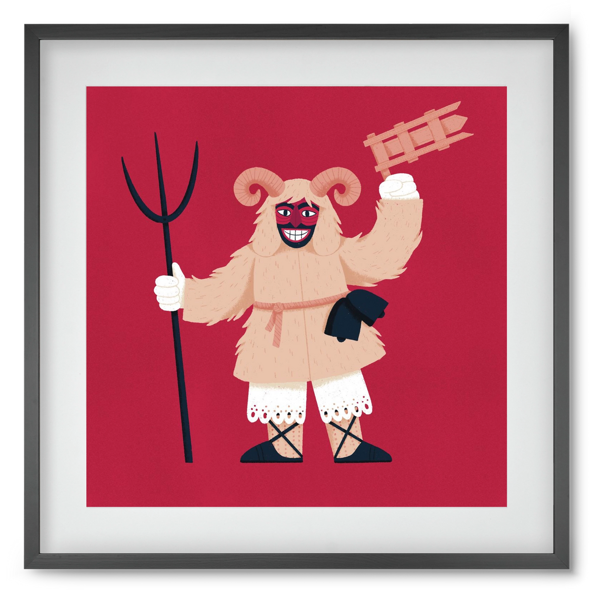 Kereplős busó, 50x50 cm (40x40 cm), Fekete keret, paszpartuval