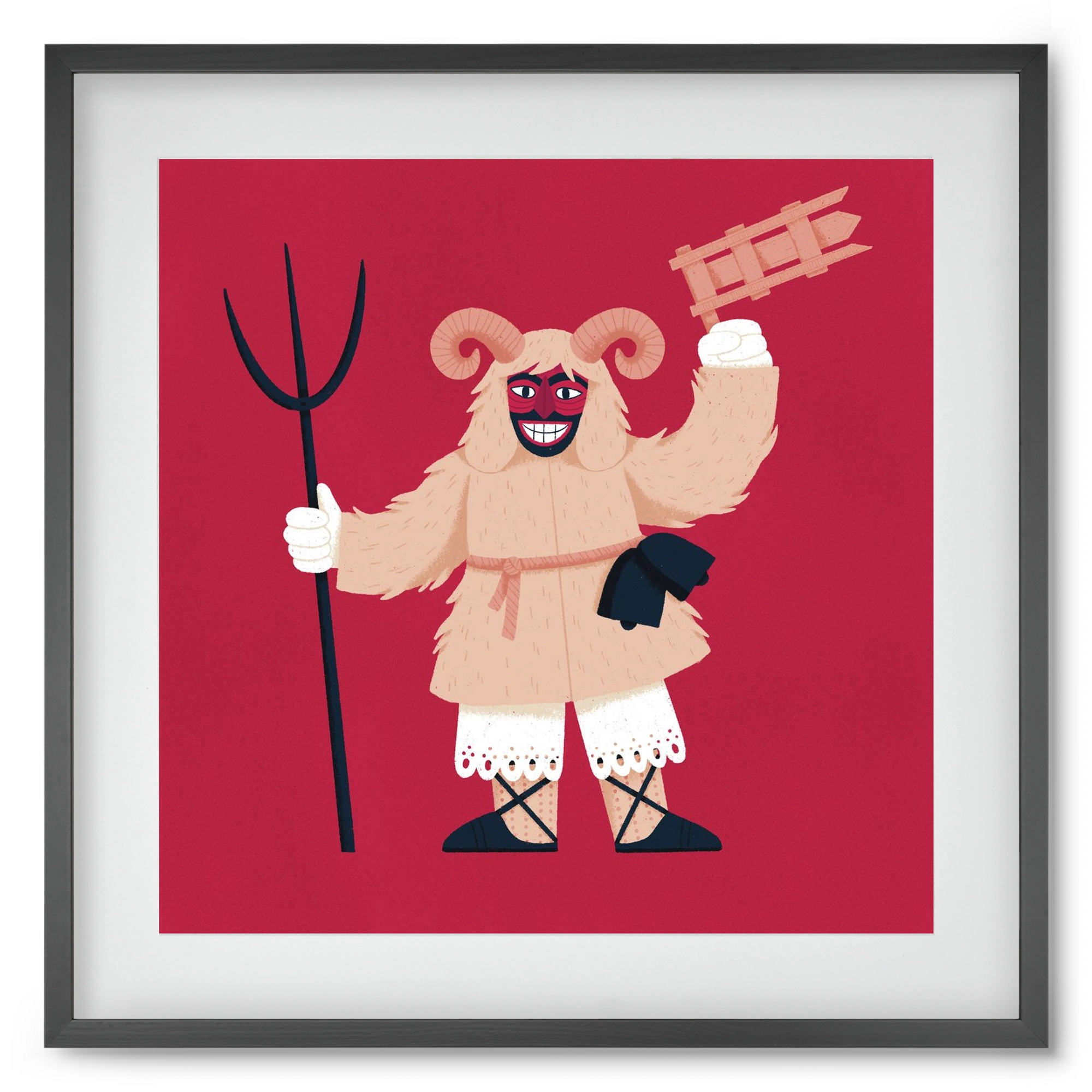 Kereplős busó, 50x50 cm (40x40 cm), Fekete keret, paszpartuval