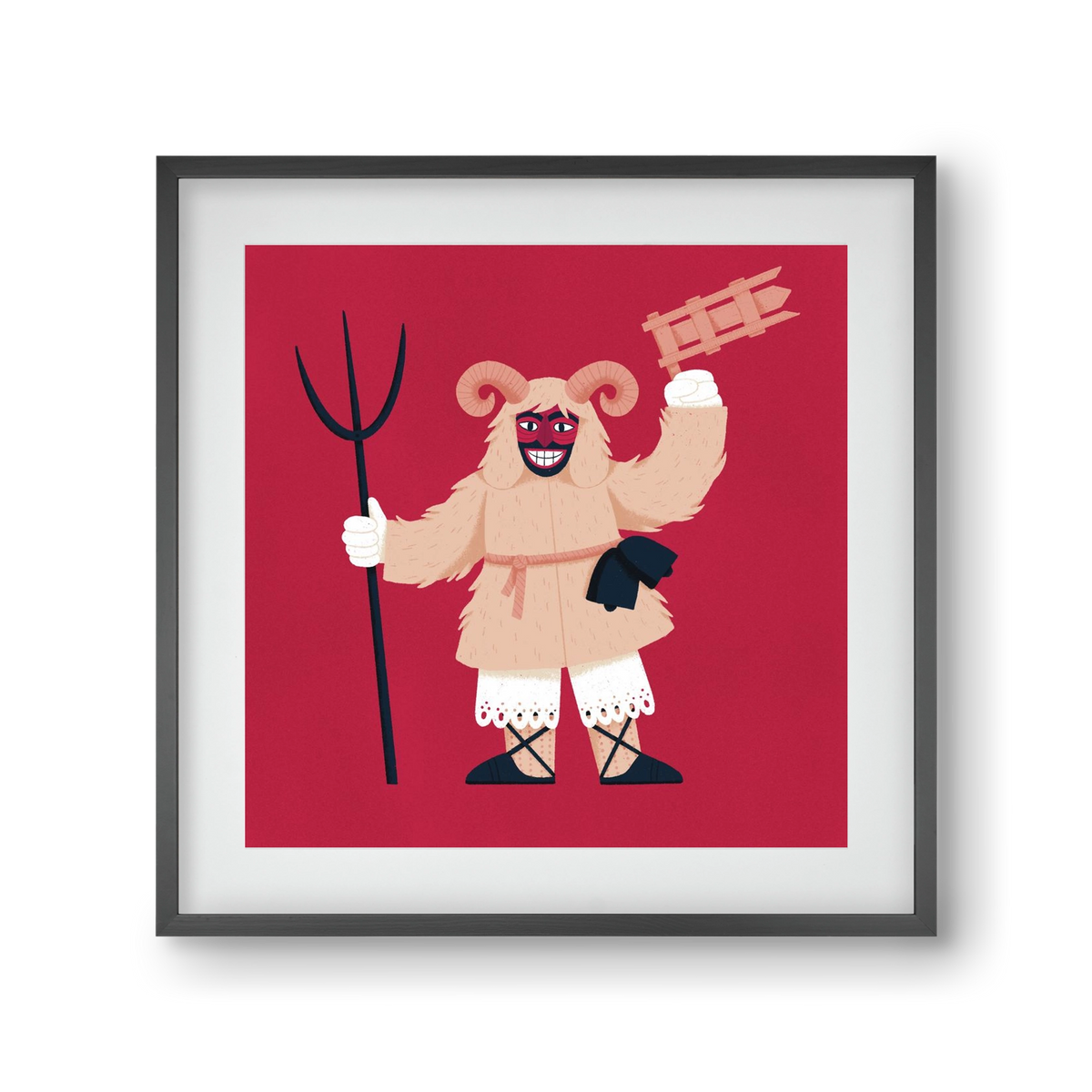 Kereplős busó, 30x30 cm (20x20 cm), Fekete keret, paszpartuval