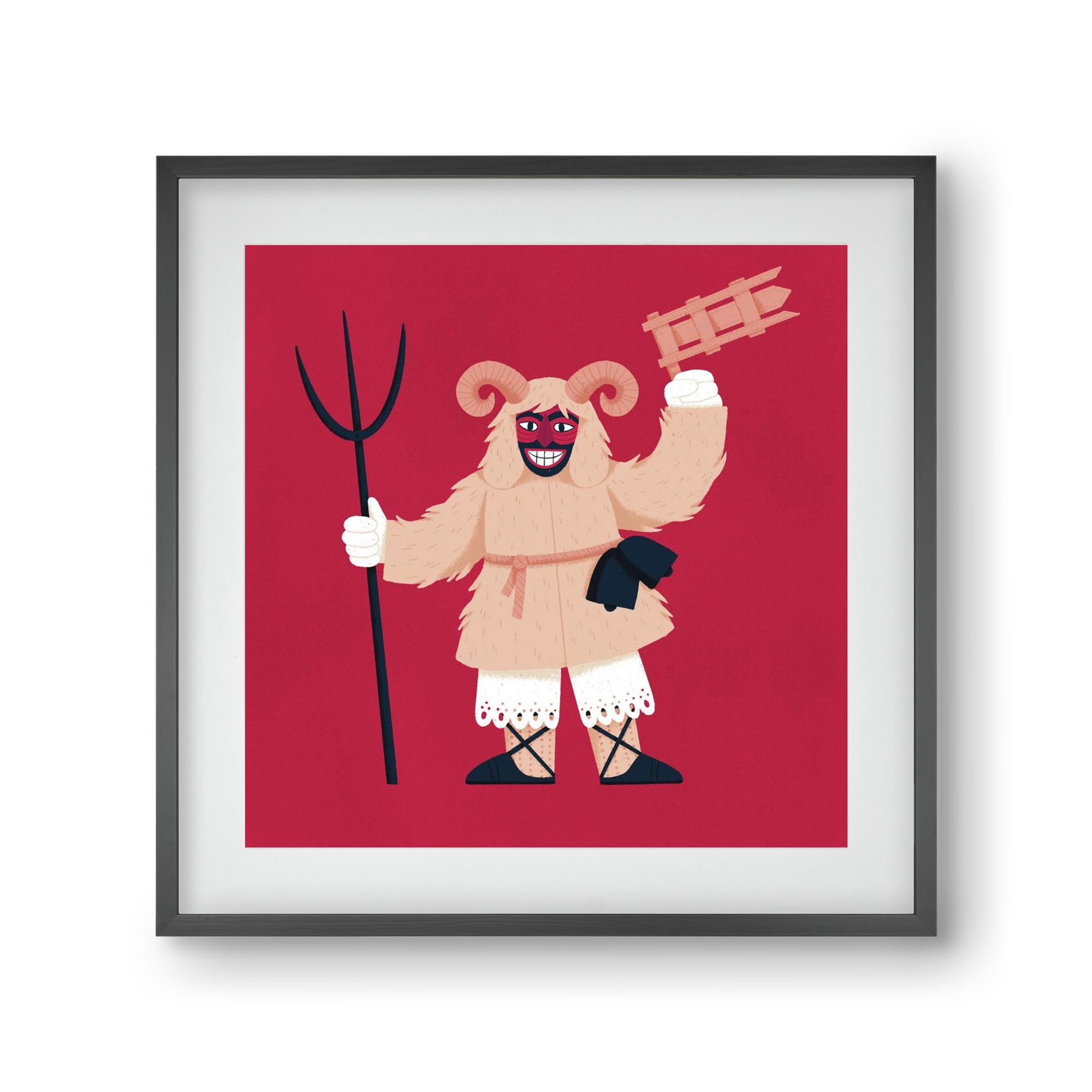 Kereplős busó, 30x30 cm (20x20 cm), Fekete keret, paszpartuval