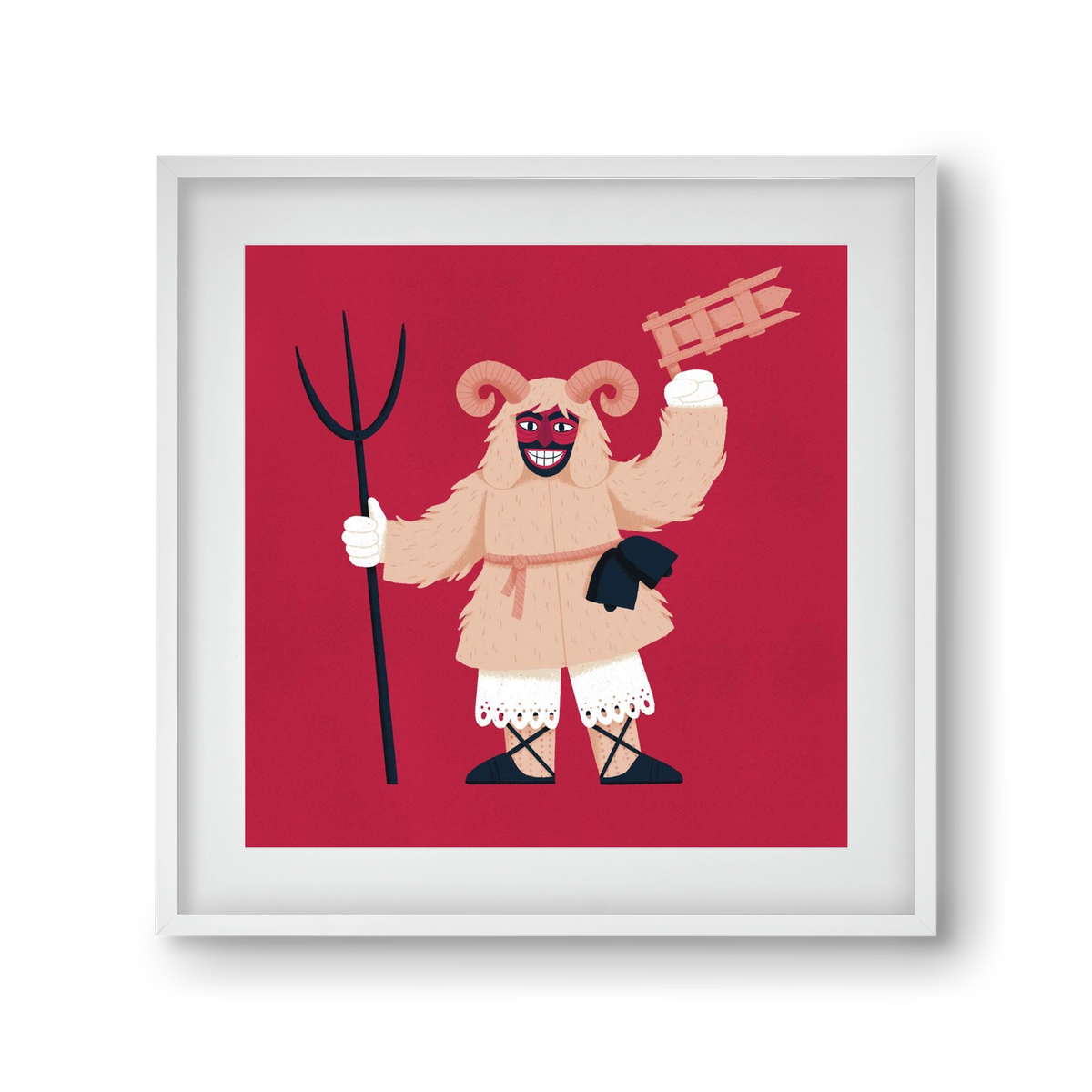 Kereplős busó, 30x30 cm (20x20 cm), Fehér keret, paszpartuval