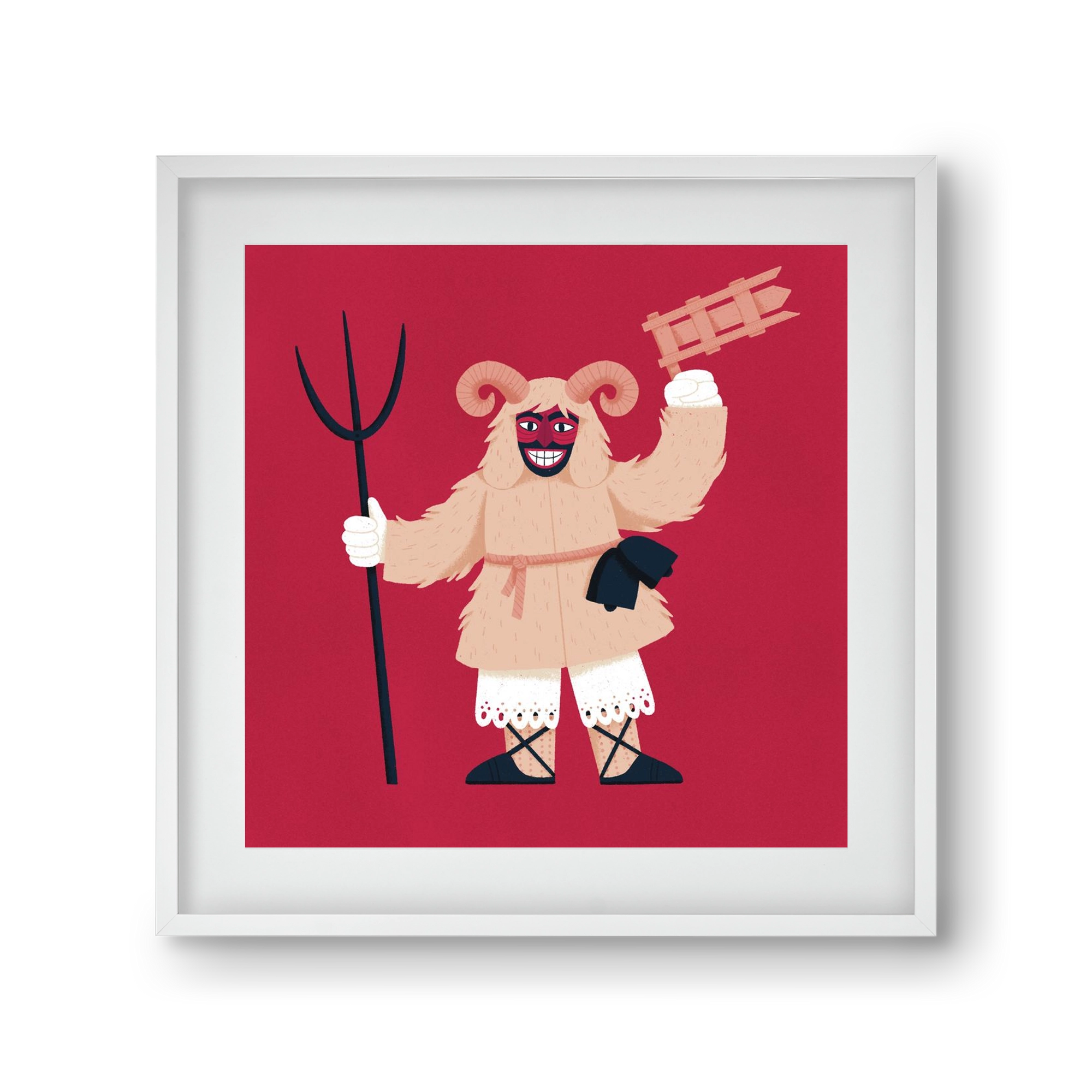 Kereplős busó, 30x30 cm (20x20 cm), Fehér keret, paszpartuval