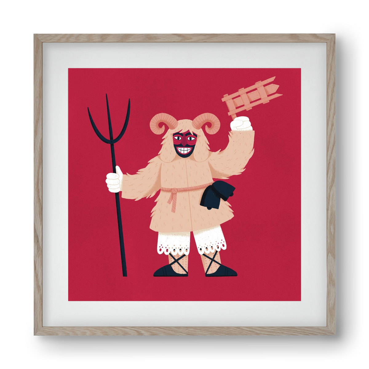 Kereplős busó, 40x40 cm (30x30 cm), Tölgy keret, paszpartuval