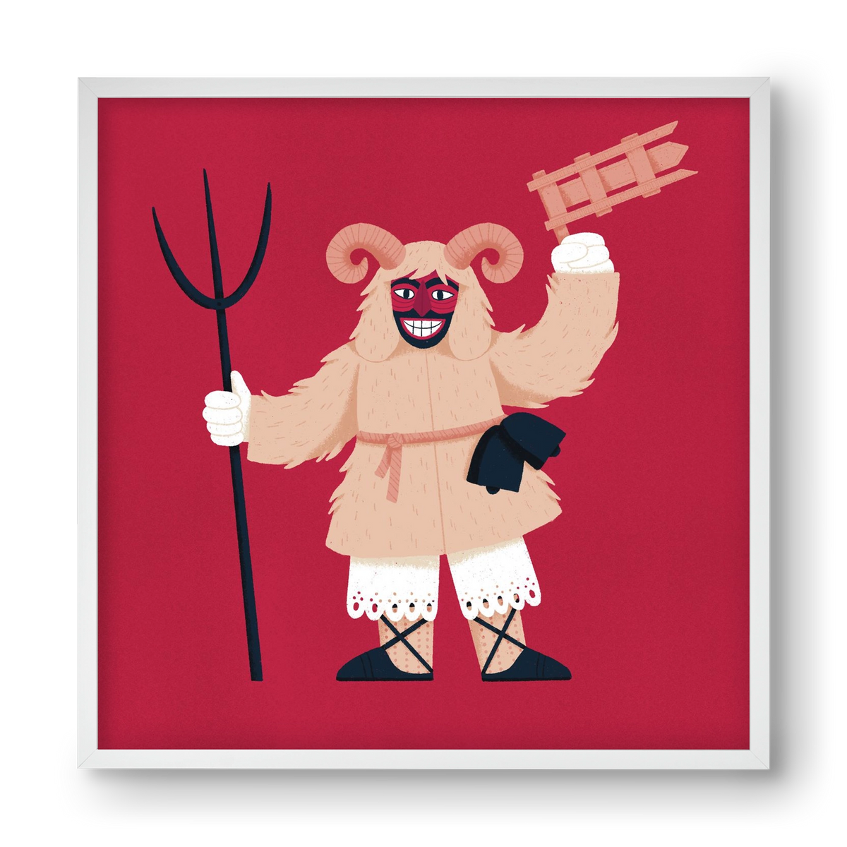 Kereplős busó, 40x40 cm (40x40 cm), Fehér keret