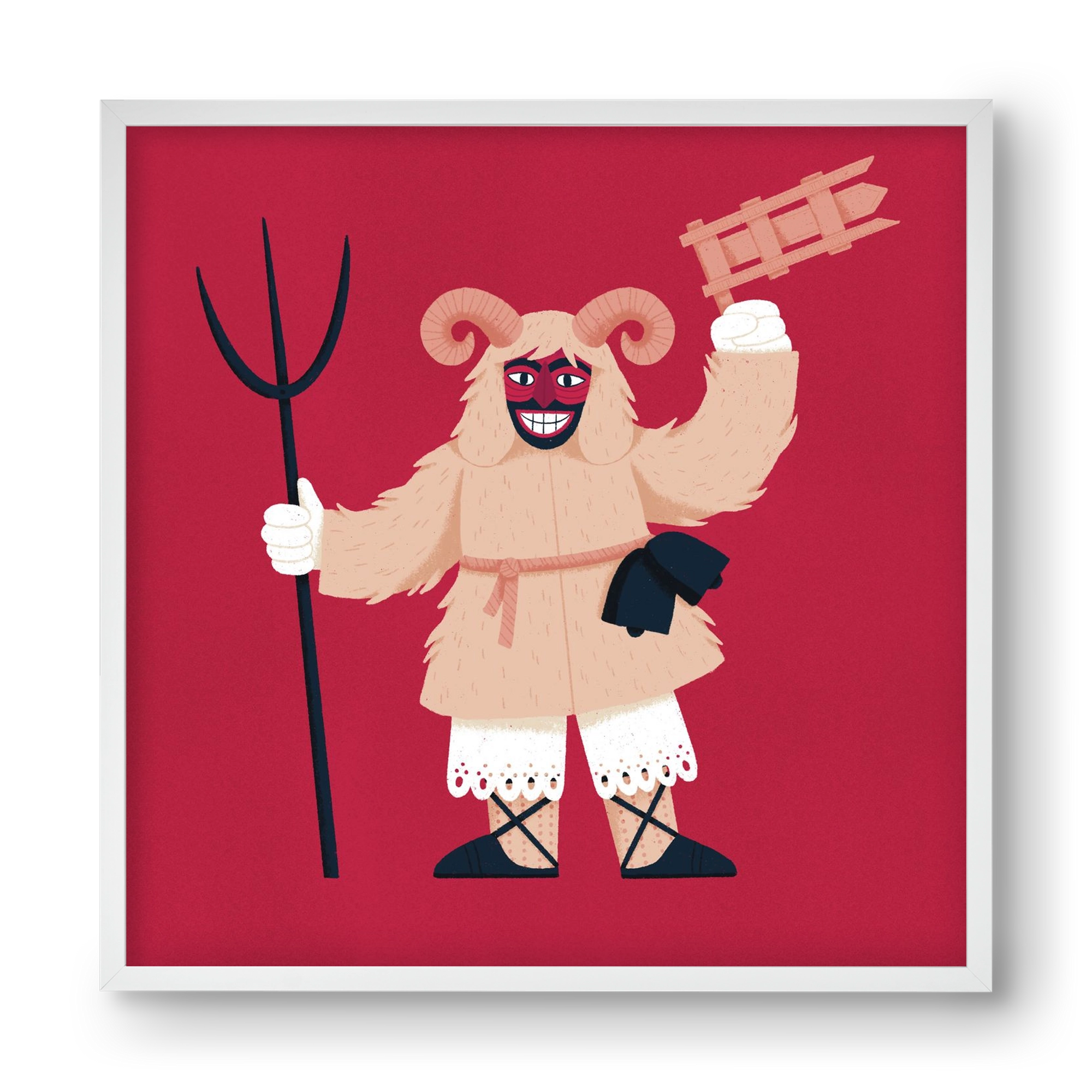 Kereplős busó, 40x40 cm (40x40 cm), Fehér keret