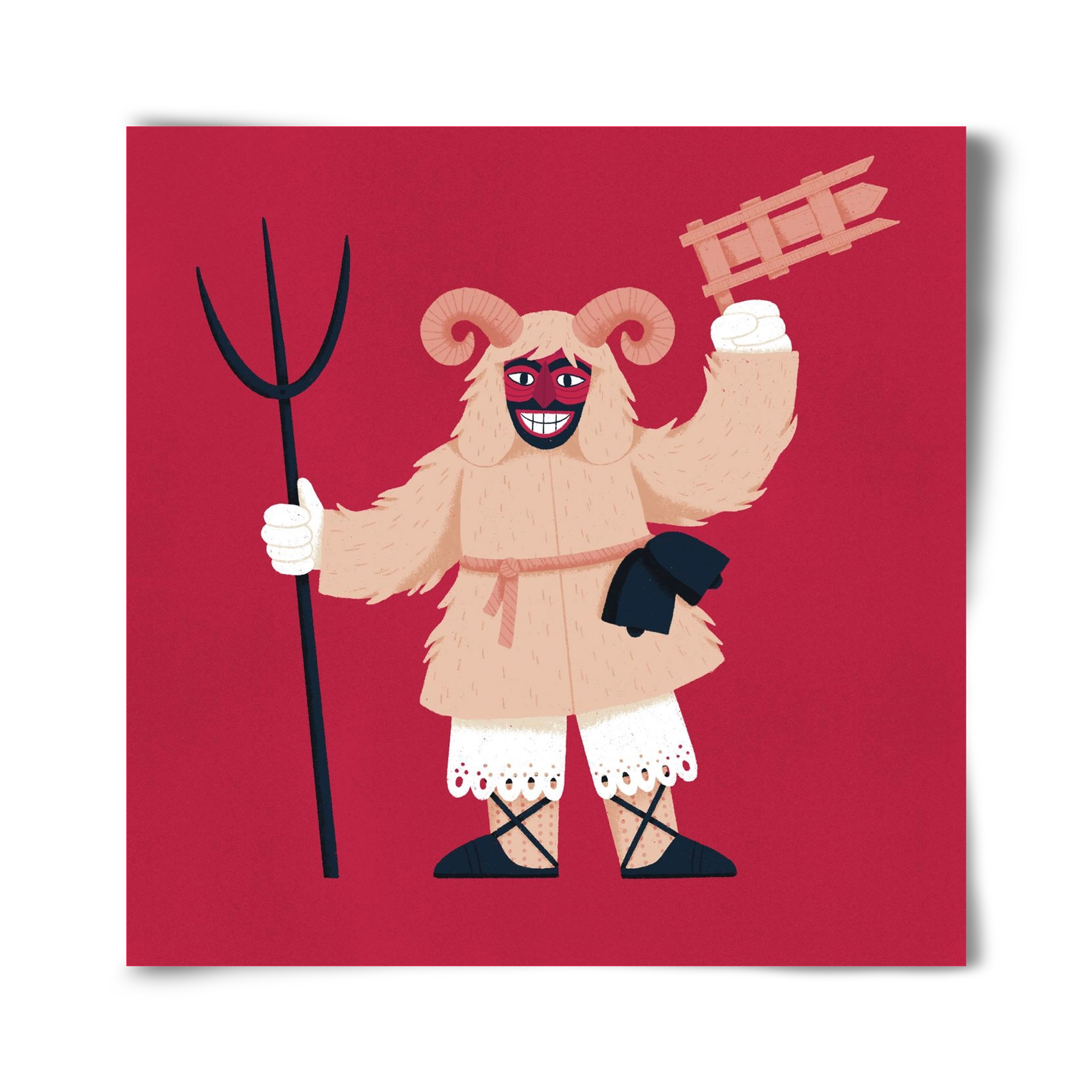 Kereplős busó, 40x40 cm, Keret nélkül