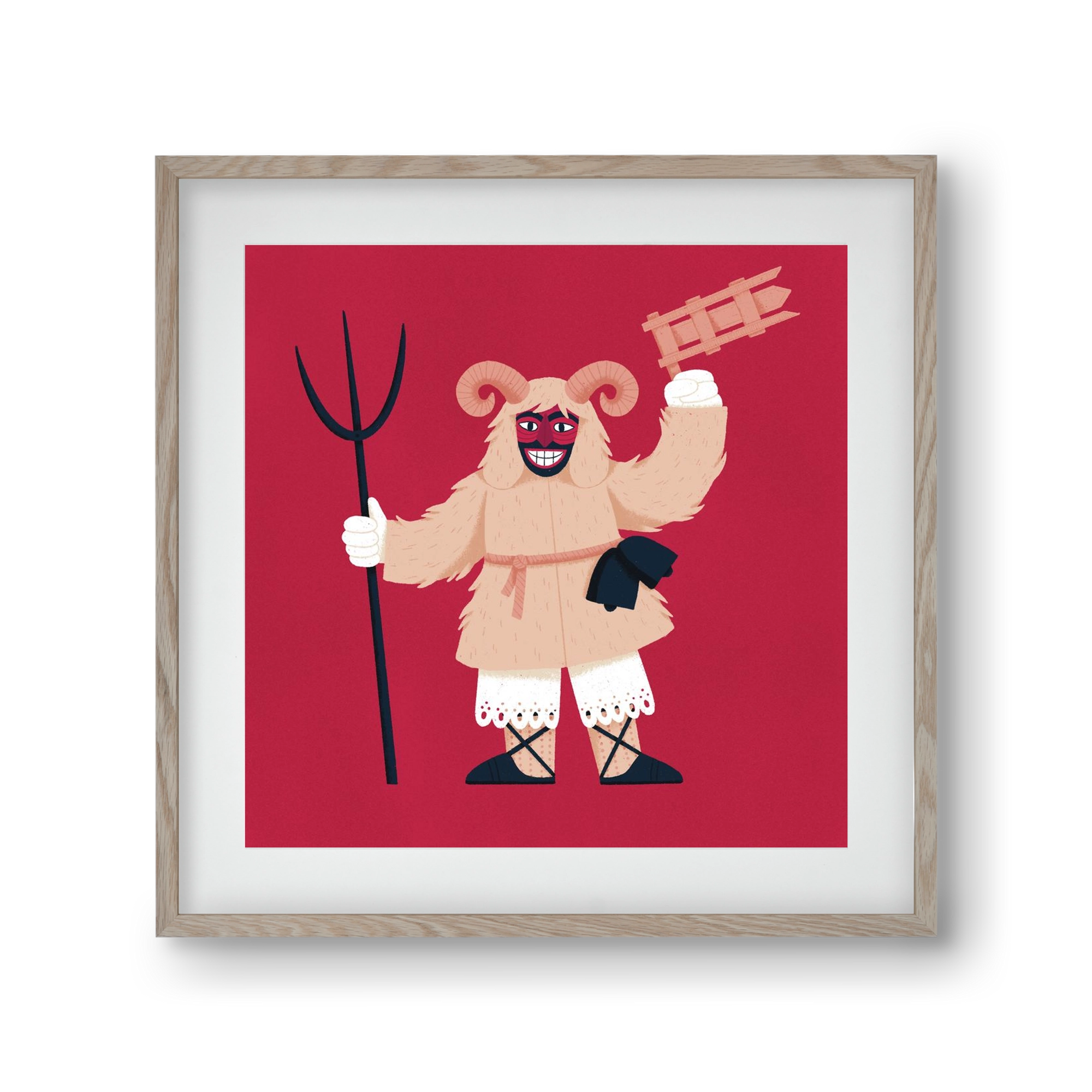 Kereplős busó, 30x30 cm (20x20 cm), Tölgy keret, paszpartuval