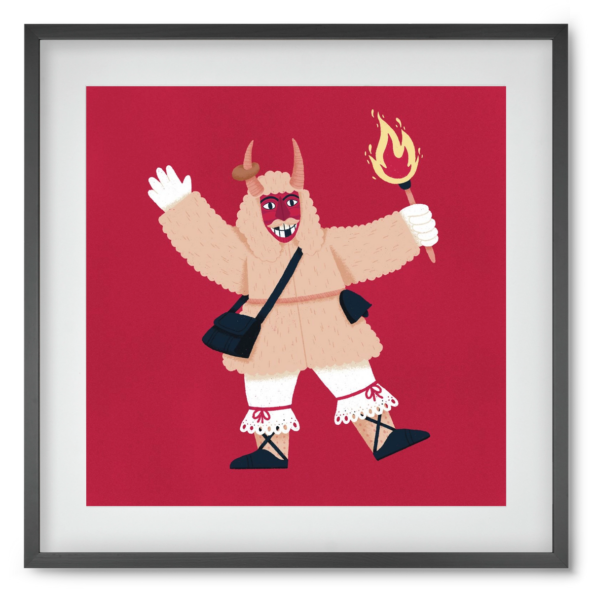 Fáklyás busó, 50x50 cm (40x40 cm), Fekete keret, paszpartuval