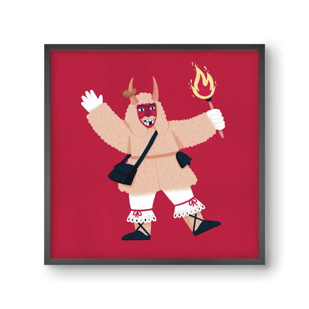 Fáklyás busó, 30x30 cm (30x30 cm), Fekete keret