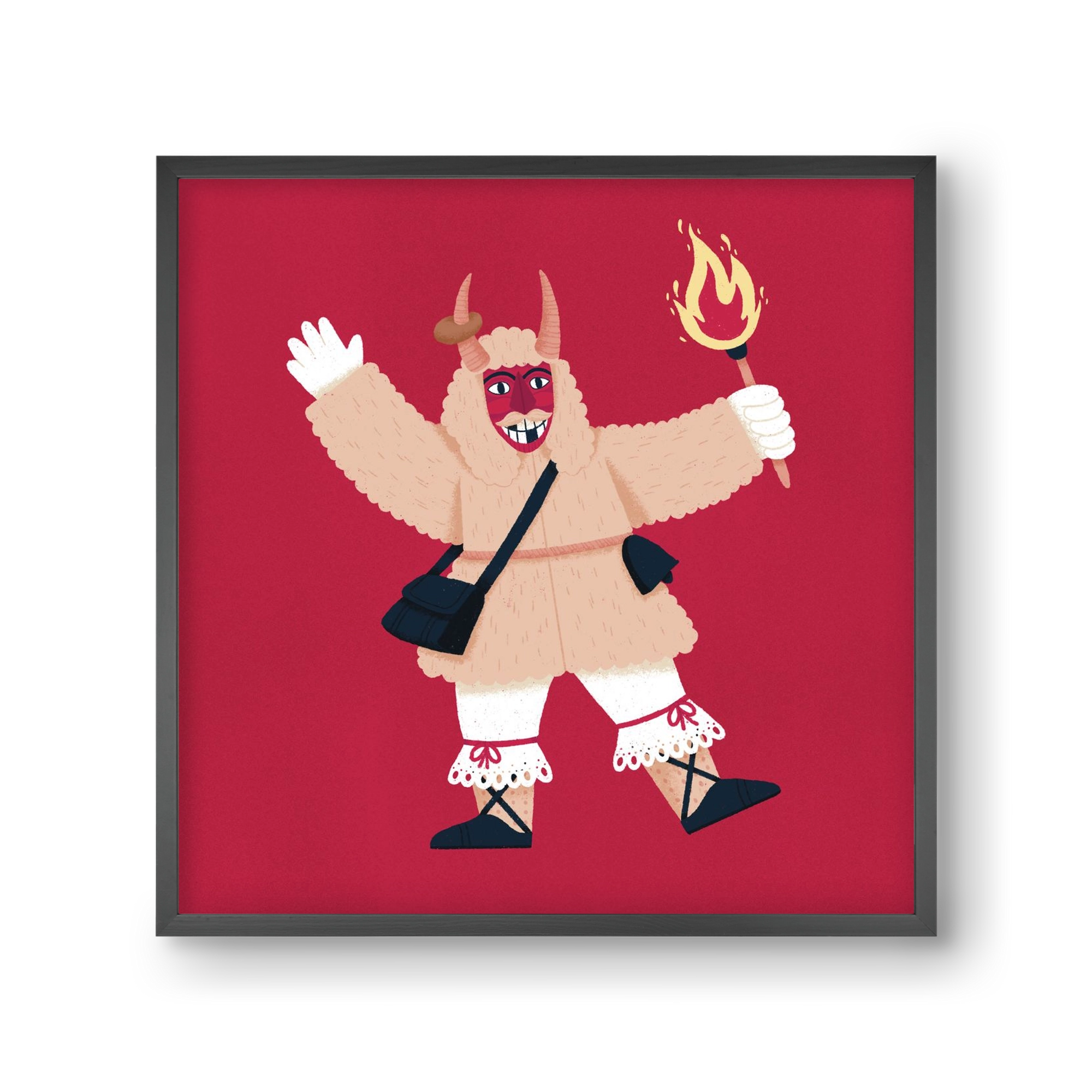 Fáklyás busó, 30x30 cm (30x30 cm), Fekete keret