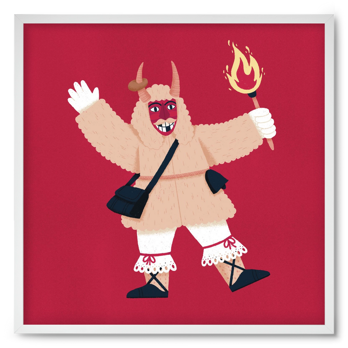 Fáklyás busó, 50x50 cm (50x50 cm), Fehér keret