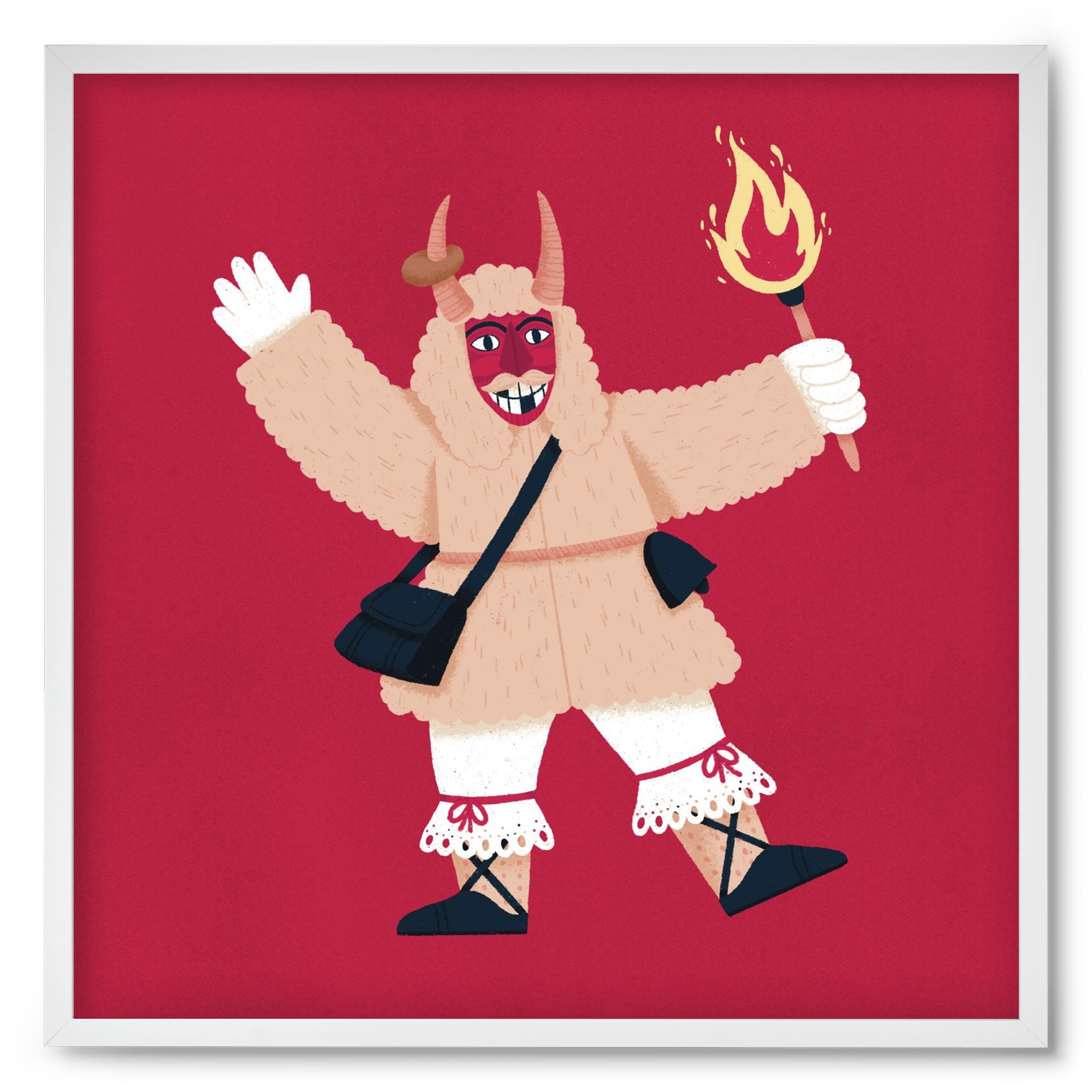 Fáklyás busó, 50x50 cm (50x50 cm), Fehér keret