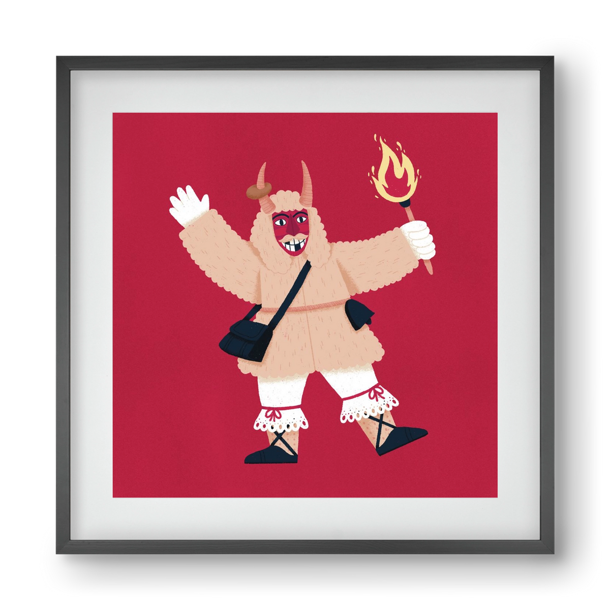 Fáklyás busó, 40x40 cm (30x30 cm), Fekete keret, paszpartuval