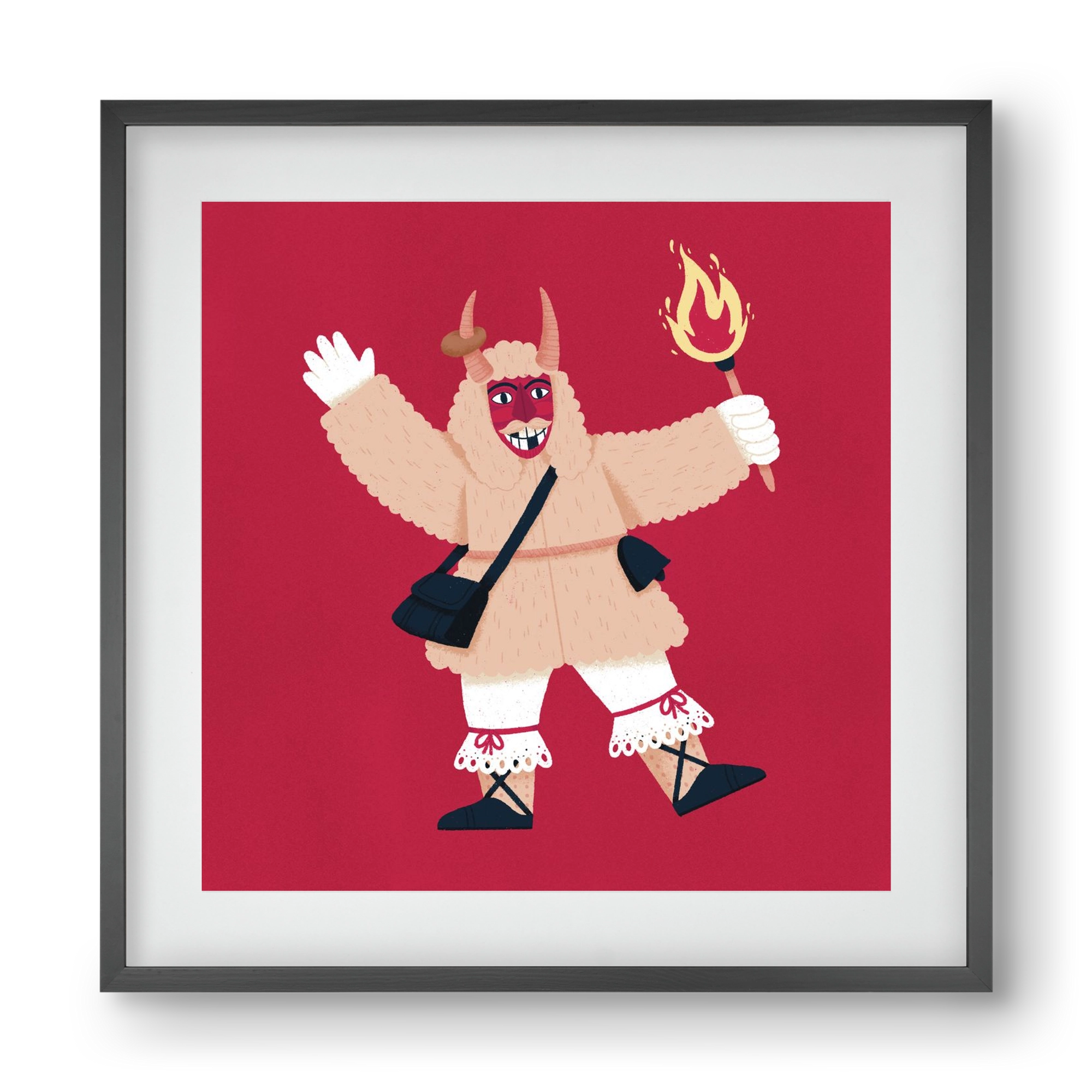 Fáklyás busó, 40x40 cm (30x30 cm), Fekete keret, paszpartuval