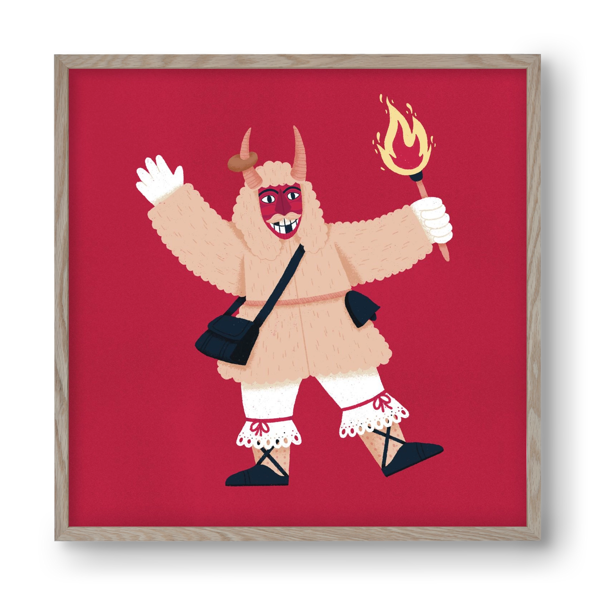 Fáklyás busó, 40x40 cm (40x40 cm), Tölgy keret