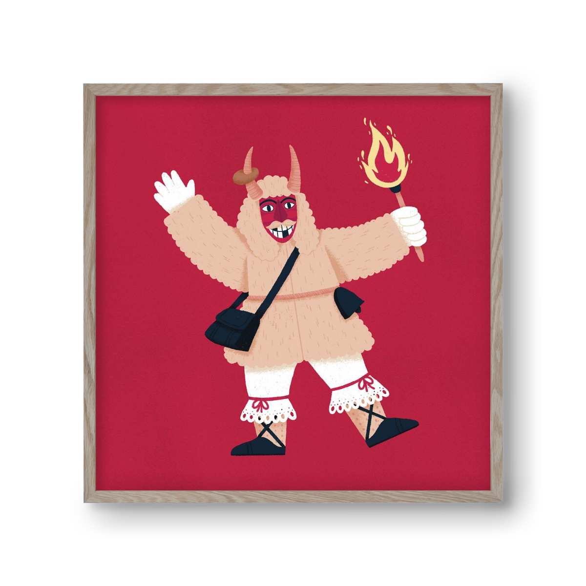 Fáklyás busó, 30x30 cm (30x30 cm), Tölgy keret