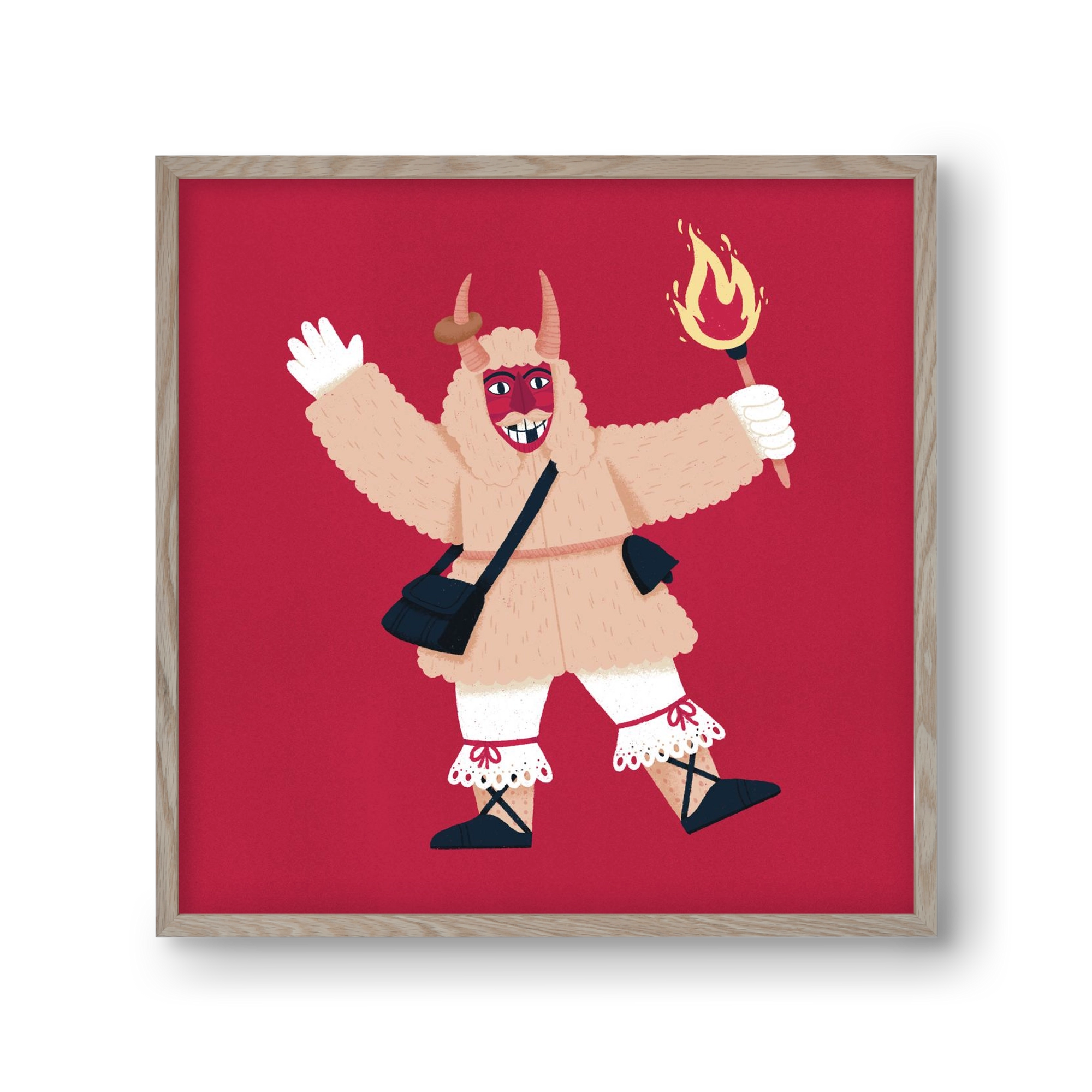 Fáklyás busó, 30x30 cm (30x30 cm), Tölgy keret