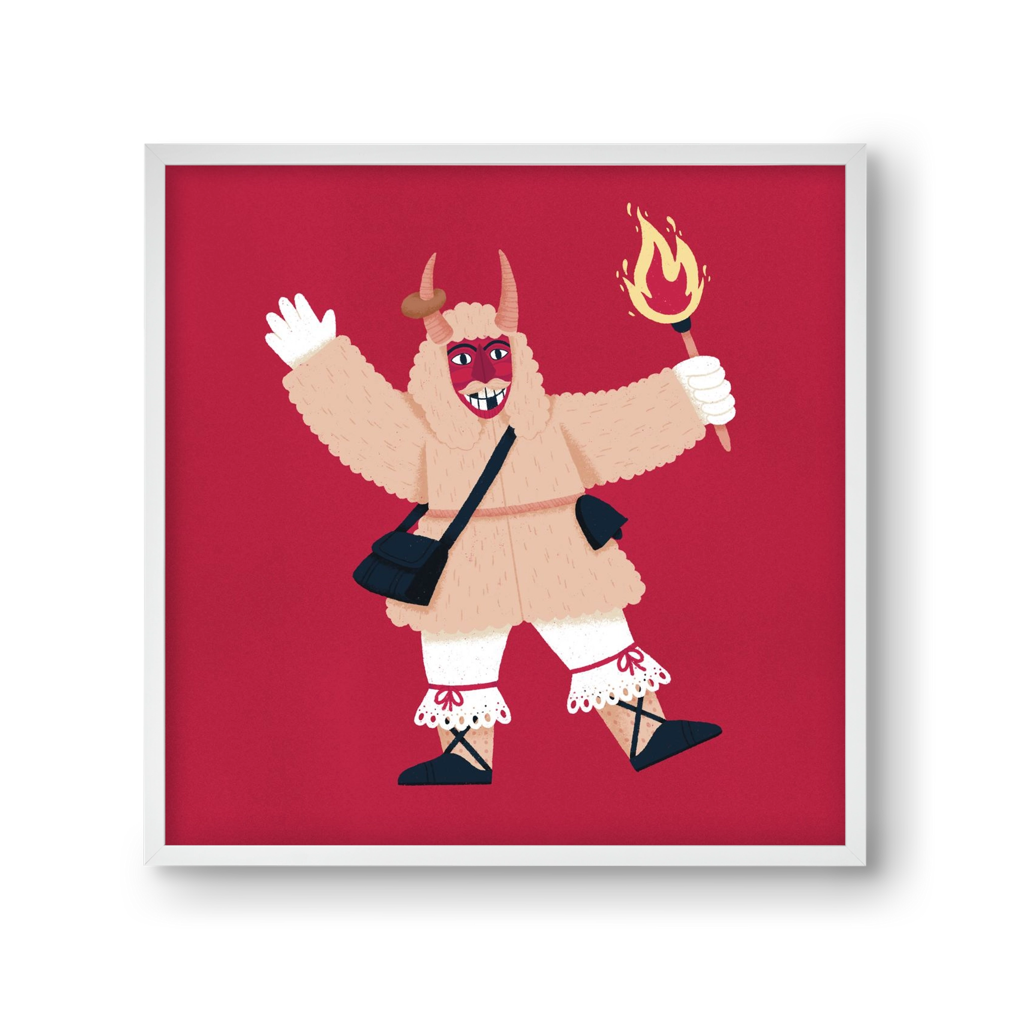 Fáklyás busó, 30x30 cm (30x30 cm), Fehér keret