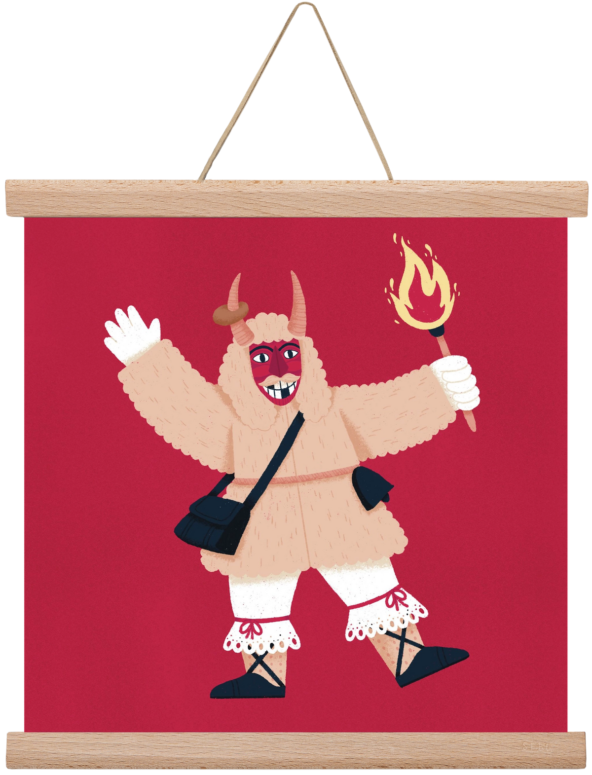 Fáklyás busó, 30x30 cm (30x30 cm), Tölgy akasztó