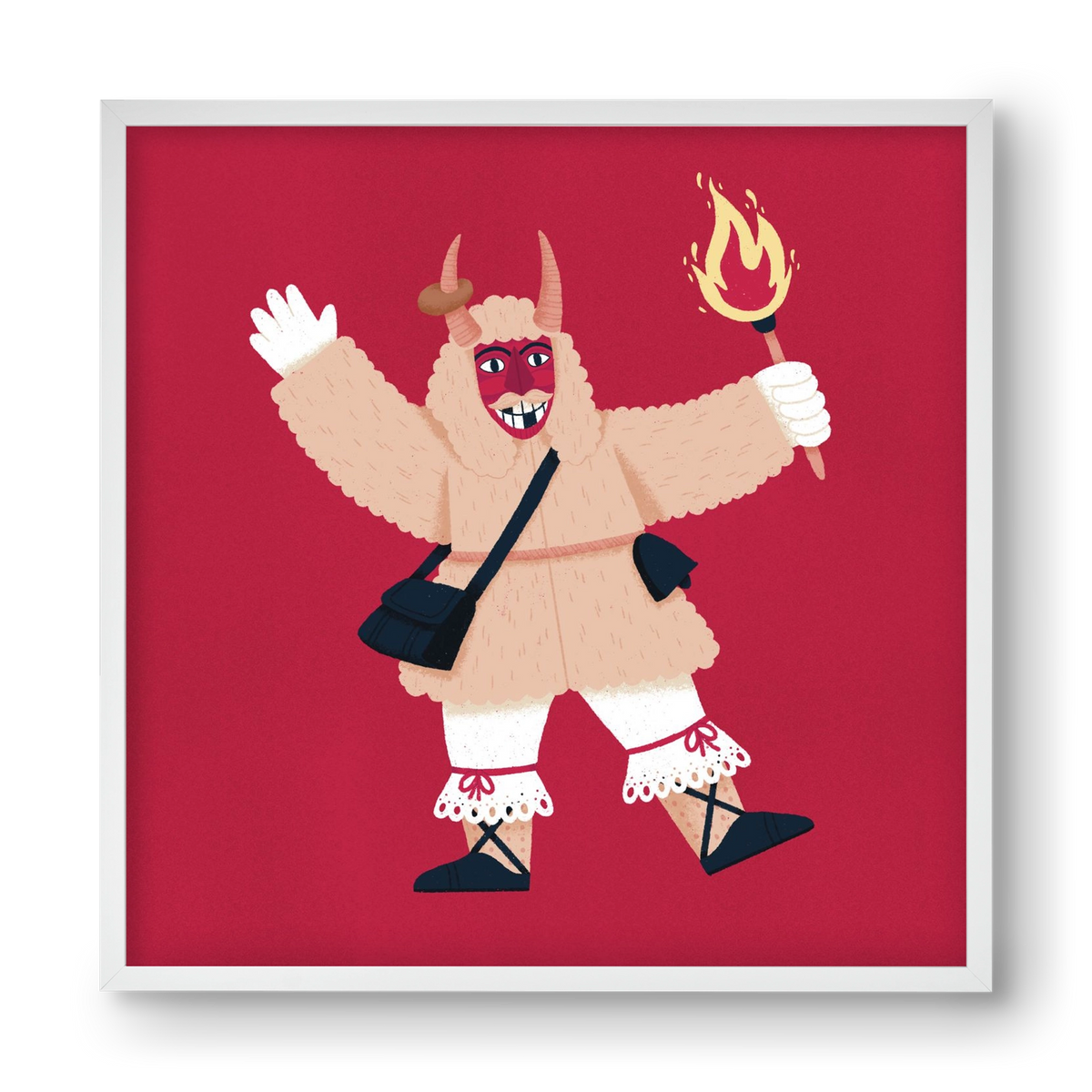 Fáklyás busó, 40x40 cm (40x40 cm), Fehér keret