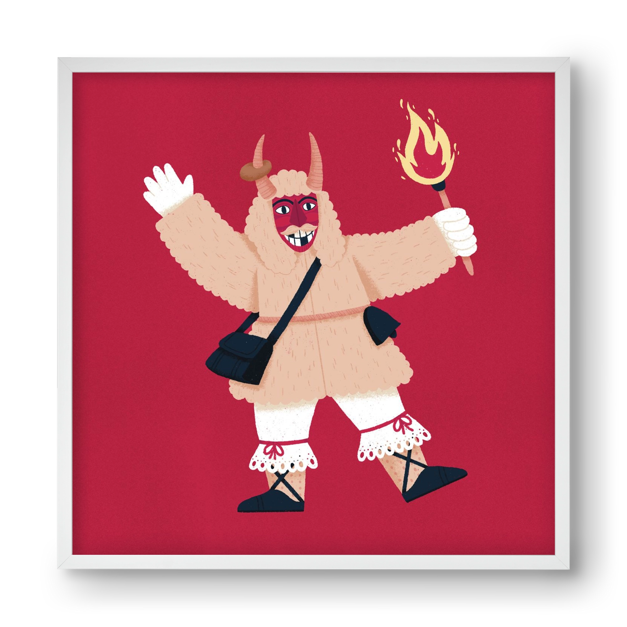 Fáklyás busó, 40x40 cm (40x40 cm), Fehér keret