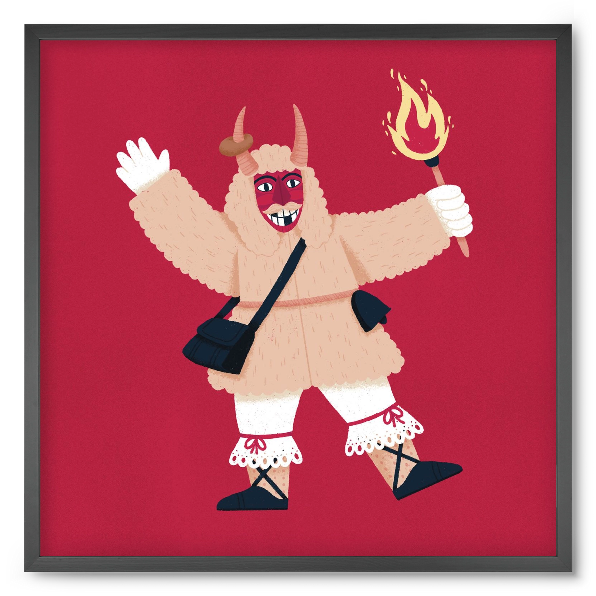 Fáklyás busó, 50x50 cm (50x50 cm), Fekete keret