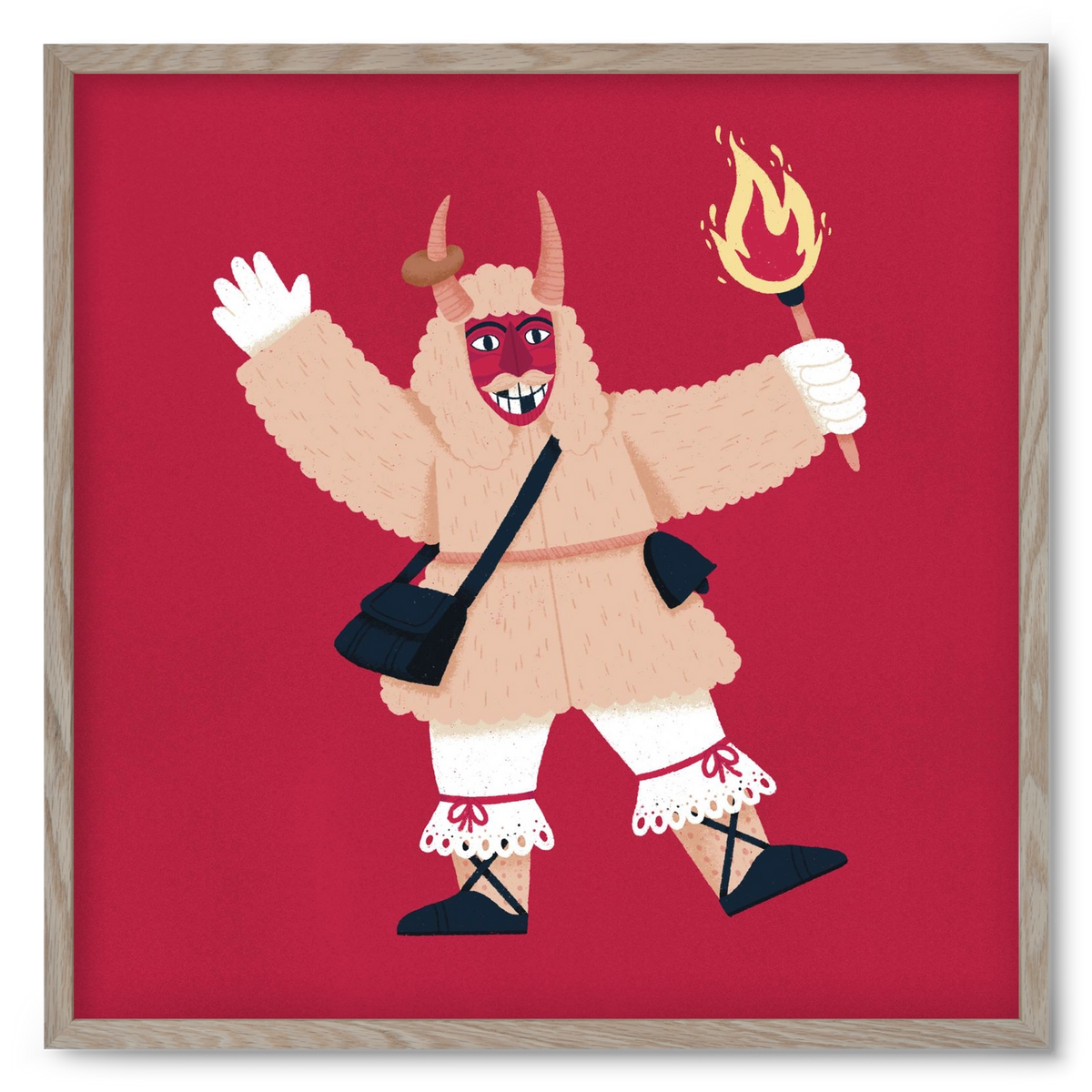 Fáklyás busó, 50x50 cm (50x50 cm), Tölgy keret