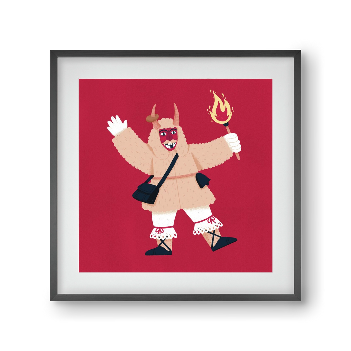 Fáklyás busó, 30x30 cm (20x20 cm), Fekete keret, paszpartuval