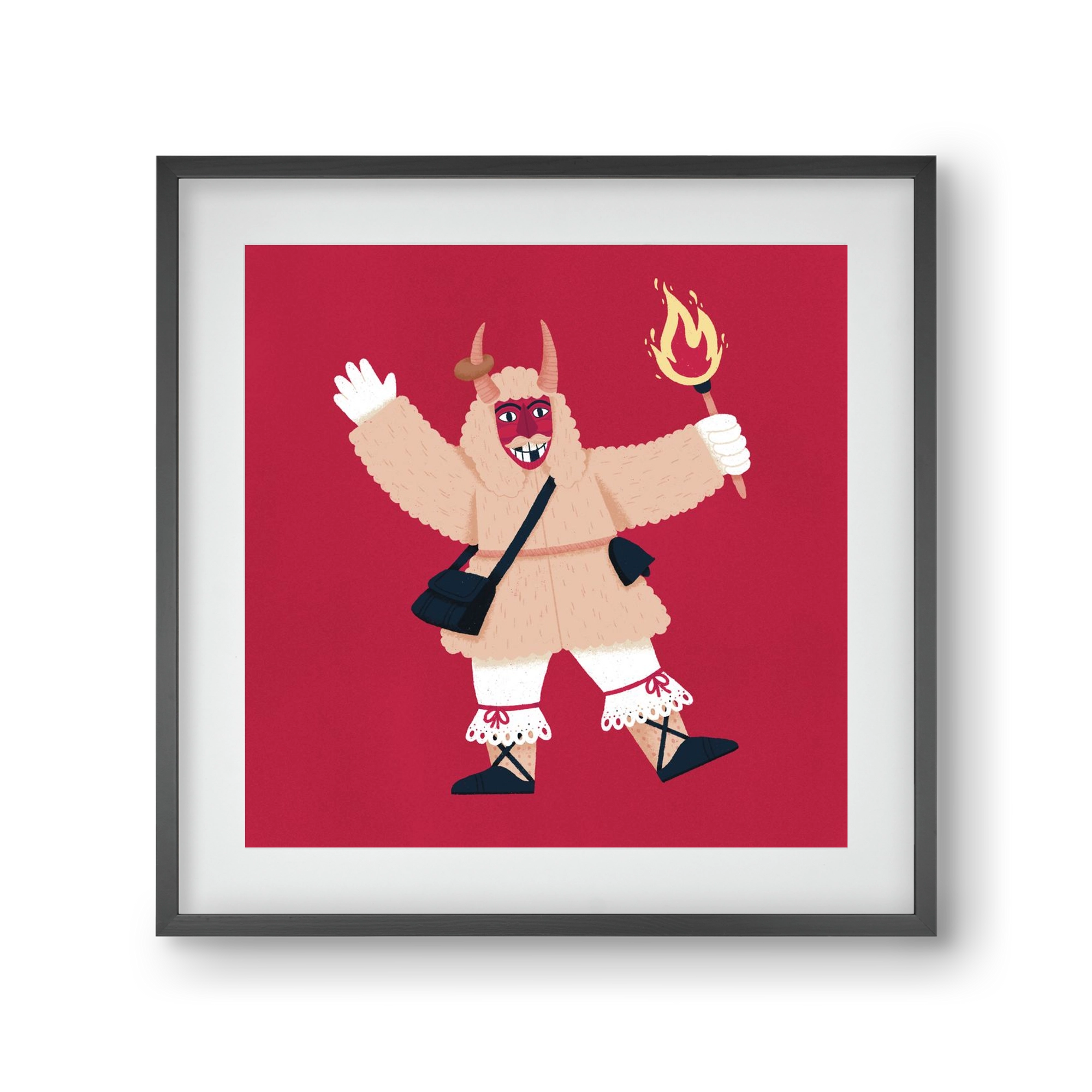 Fáklyás busó, 30x30 cm (20x20 cm), Fekete keret, paszpartuval