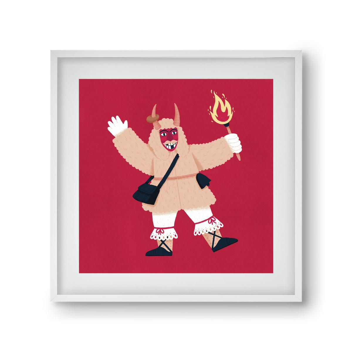 Fáklyás busó, 30x30 cm (20x20 cm), Fehér keret, paszpartuval