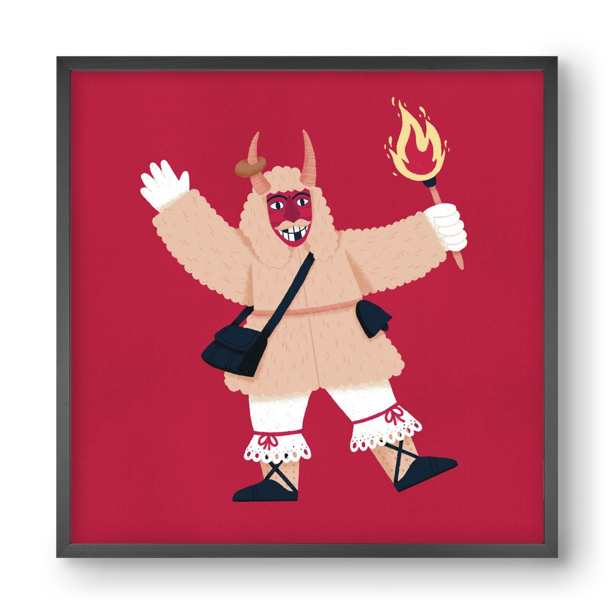 Fáklyás busó, 40x40 cm (40x40 cm), Fekete keret